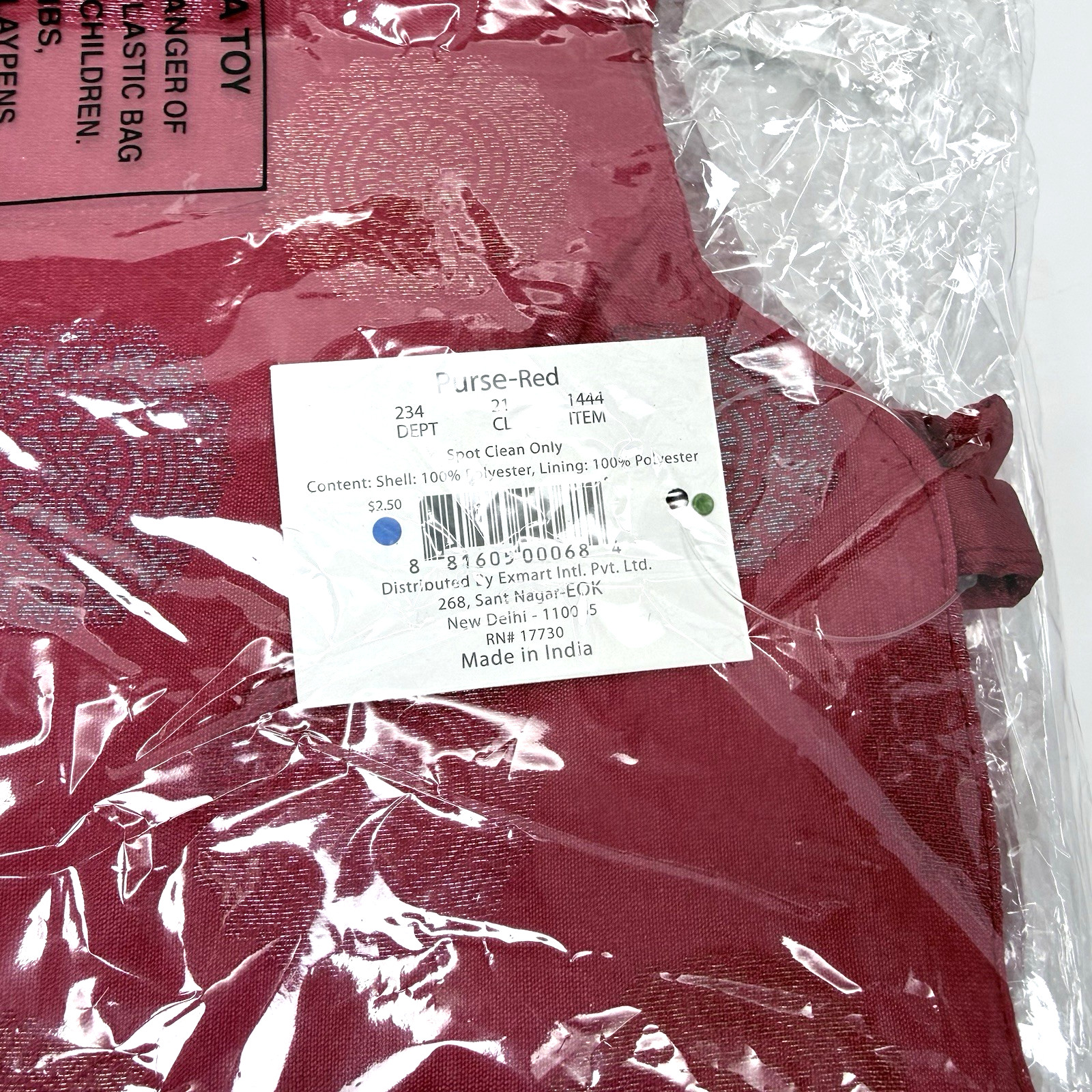 Exmart Red Purse Lot of 2 100% Polyester Spot Clean Made in India