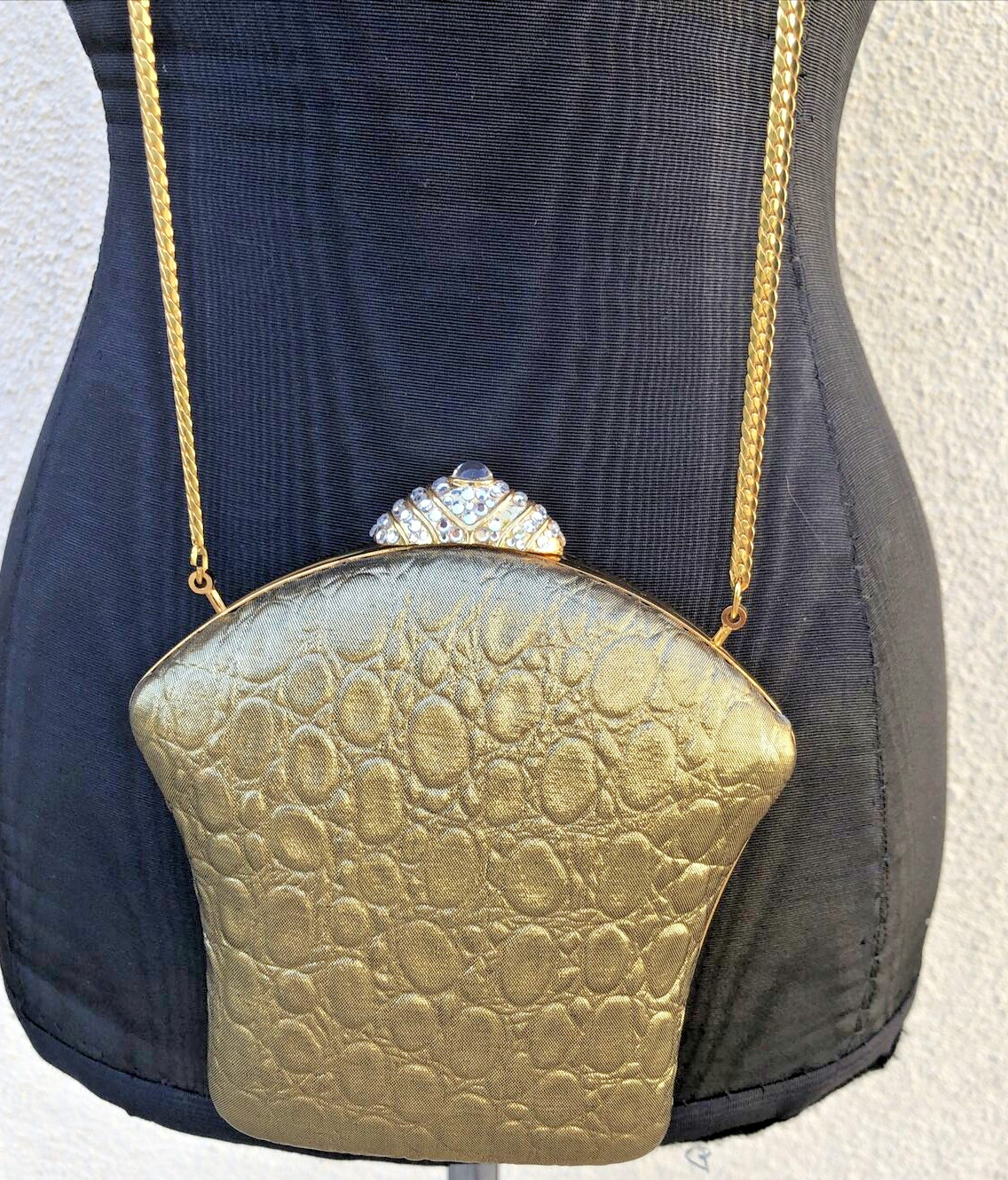 Inge Christopher Luxury Evening Mini Gold Embellished Hard Case Occasional Bag