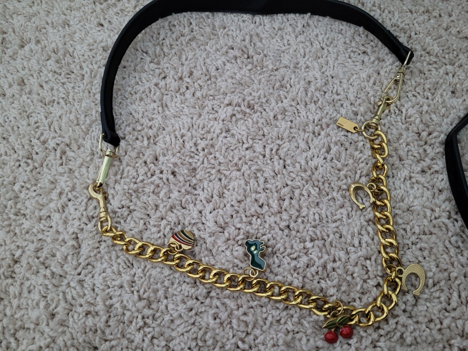 Coach Signature Brown Beige Zip Shoulder Bag Gold Chain Detachable Strap Charm