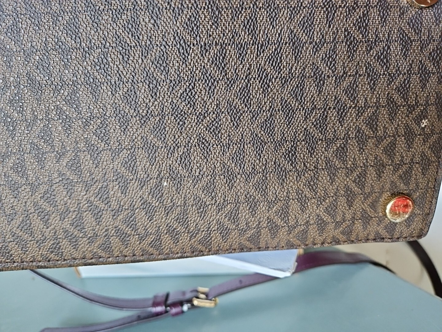 Michael Kors Hamilton Purse bag – Purple And Brown Some Stains Inside