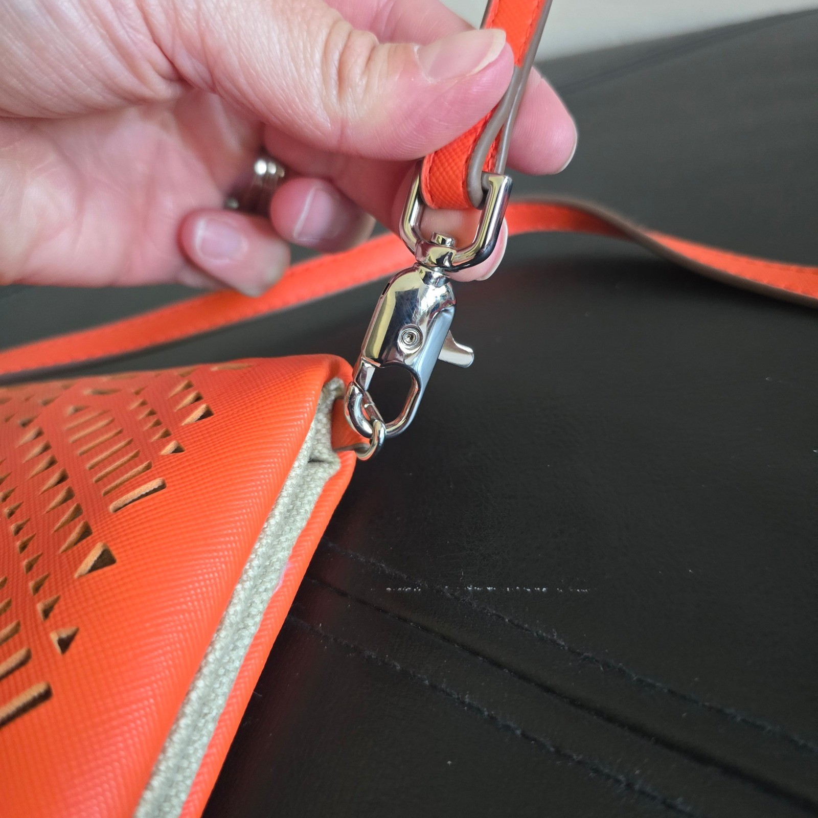 Stella and Dot Waverly Petite Crossbody Bag Orange Clutch