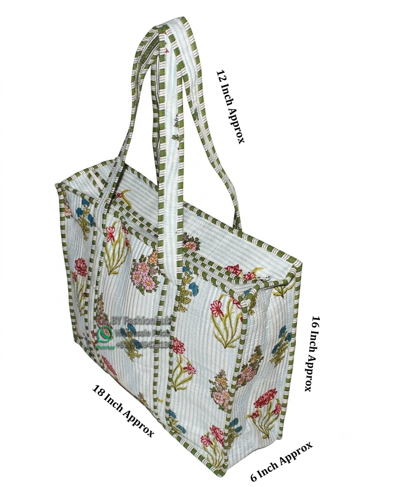 Handmade EcoFriendly Quilted Cotton Market Bag Beach Tote Bag hand block bag Art