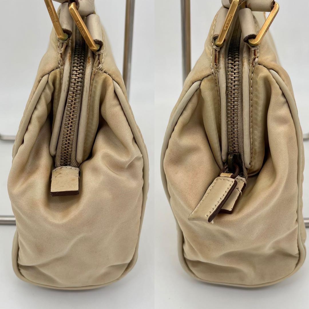 PRADA One Shoulder Handbag Shoulder Bag Triangle Logo Leather Nylon From Japan