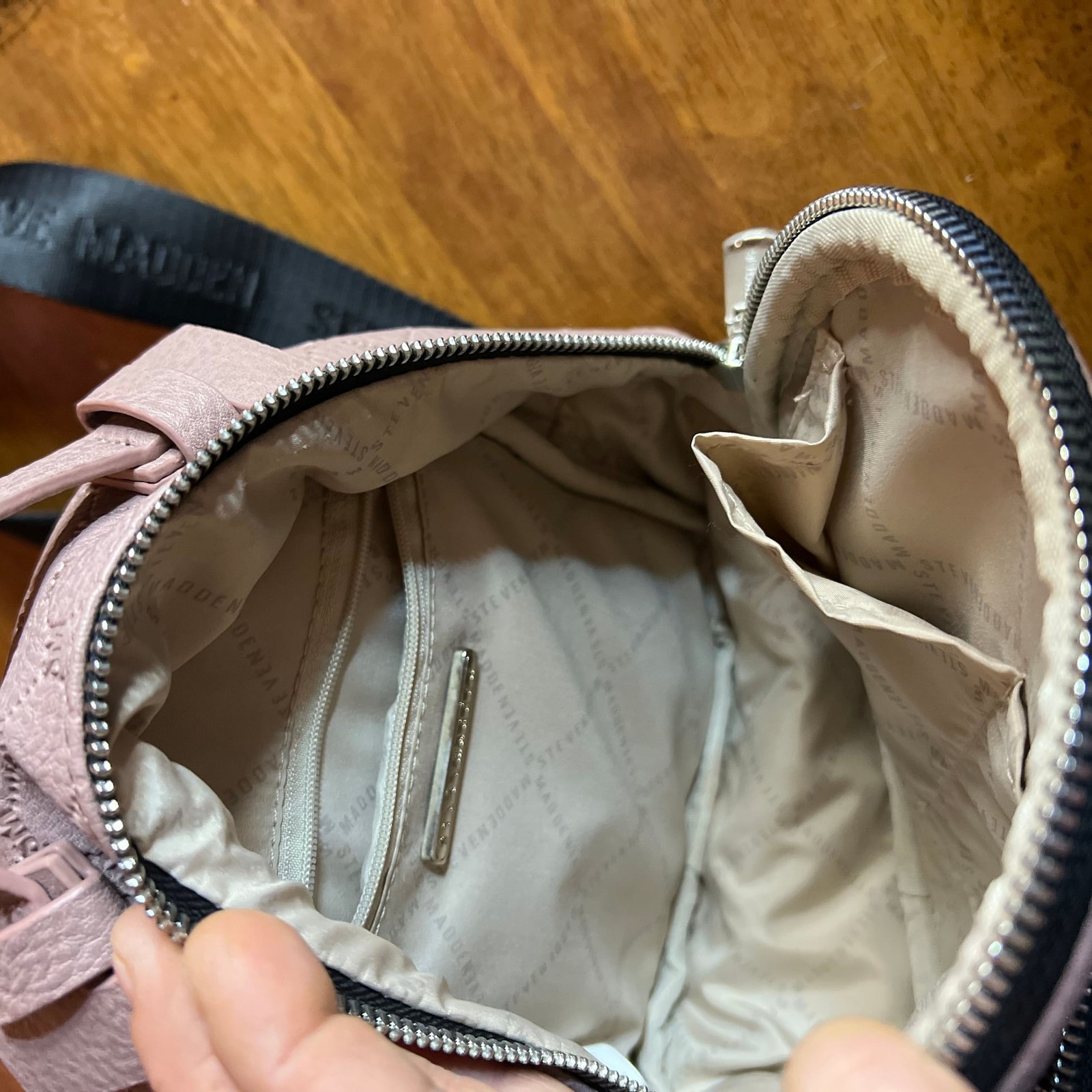 Steve Madden Mauve Mini Backpack With Pom-pom Keychain