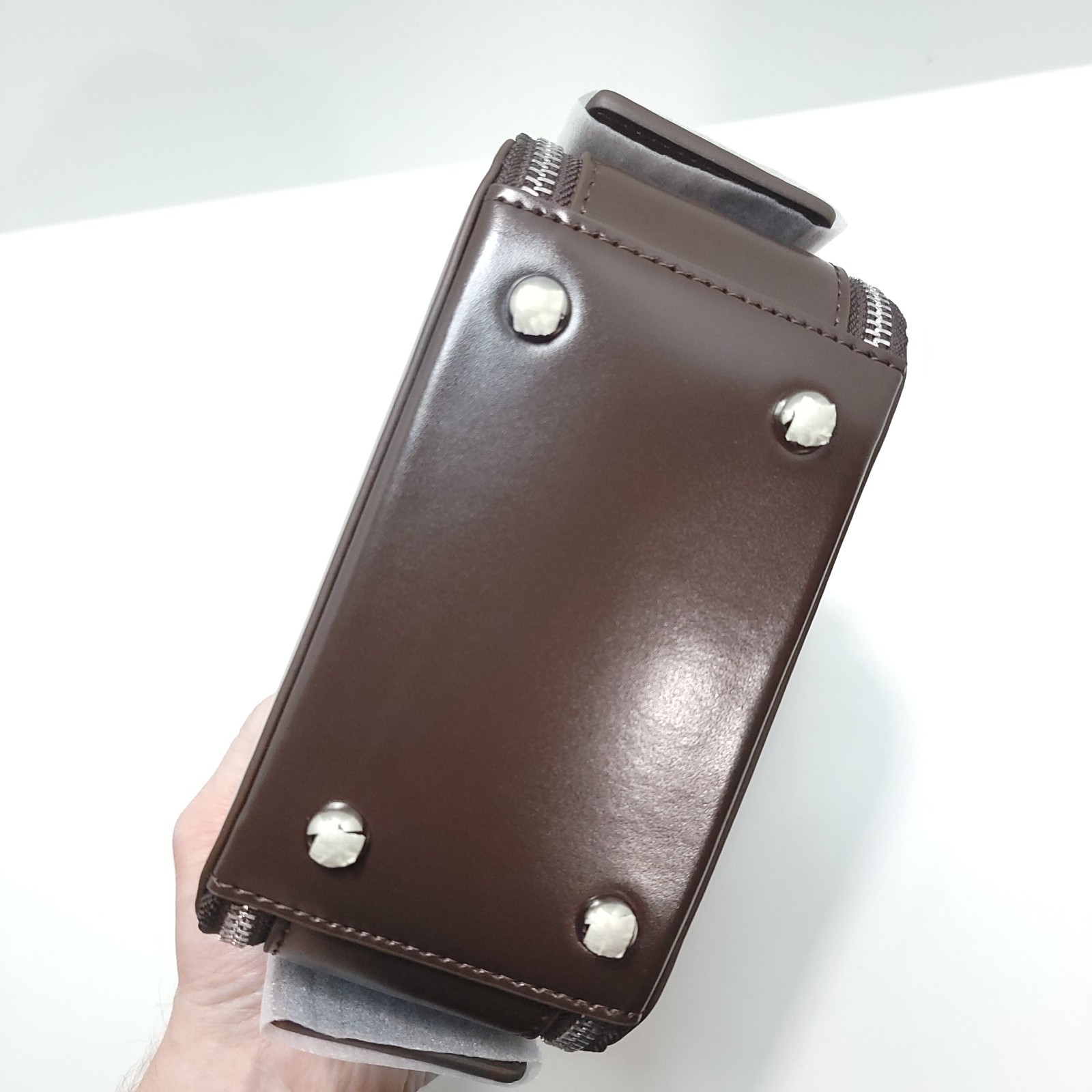 Leather Small Crossbody Tote Handbag Brown 8.7×5.5×3.5in
