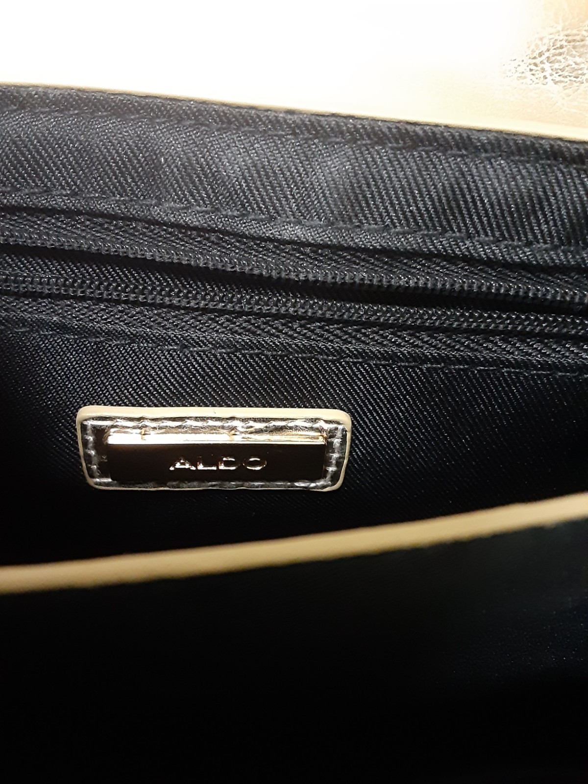 ALDO Gold Satchel Gold Bamboo Handle with 49″ strap NWOT no crossbody strap