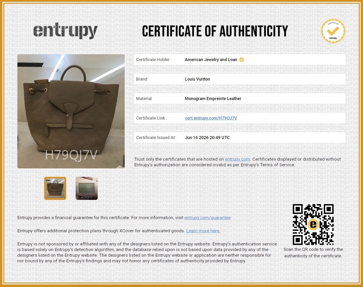 LOUIS VUITTON Montsouris PM Empreinte Beige Backpack Missing Flap Magnet