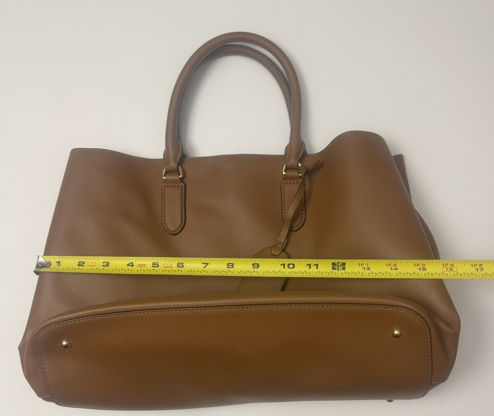 Lauren Ralph Lauren Dryden Marcy Leather Tote Classic Tan Cognac Brown / Orange