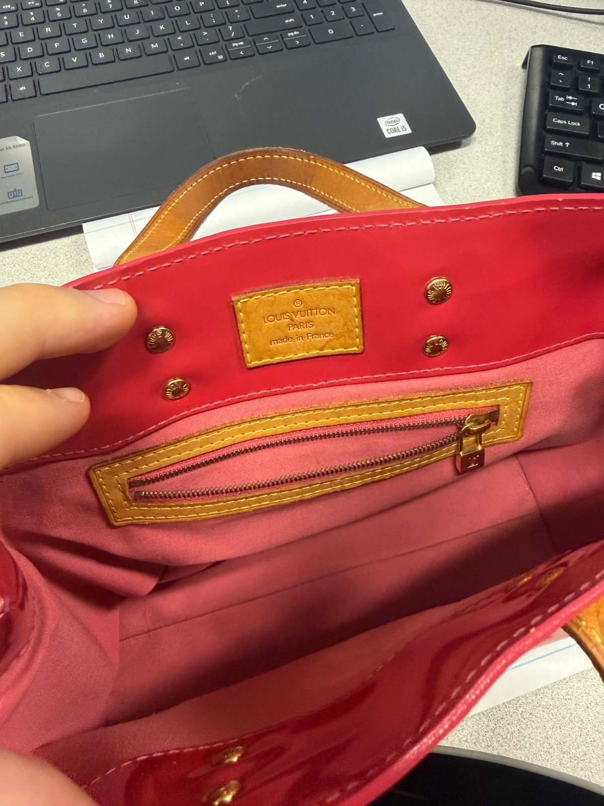 loius vuitton monogram vernis reed pm handbag mini tote patent leather enamel