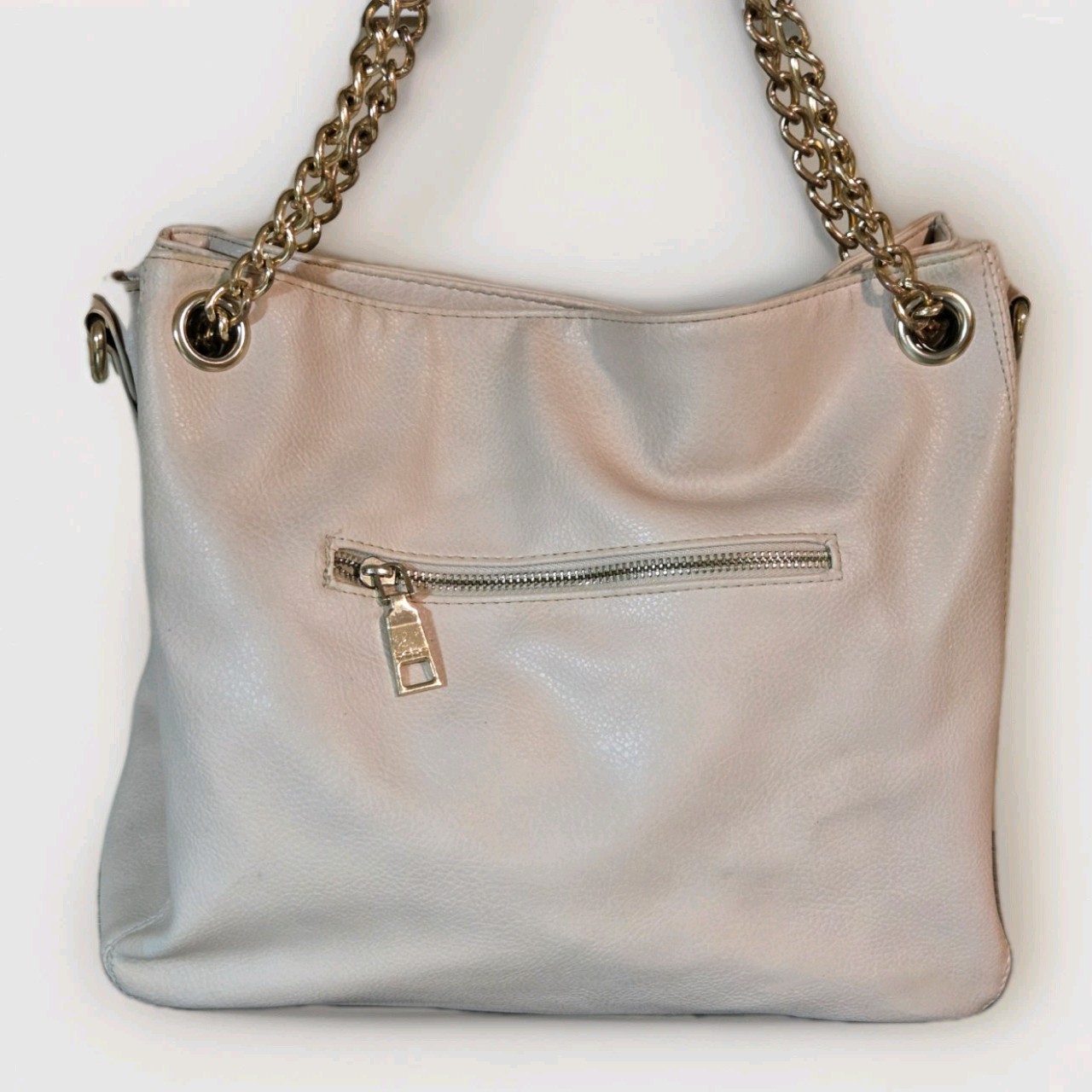 bebe Lara Shopper Handbag Rose Dust Pink Gold Chain Strap Tote Crossbody Bag Y2K