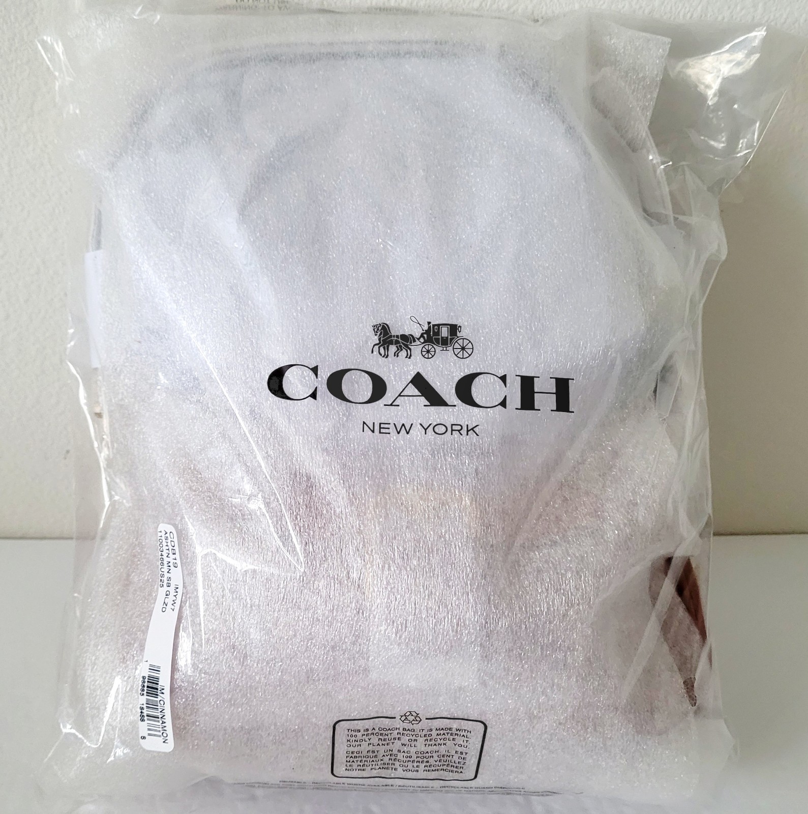 COACH Ashton Mini Shiny Crinkle Leather Shoulder Bag Cinnamon CDB19 NEW🎀NWT NIP