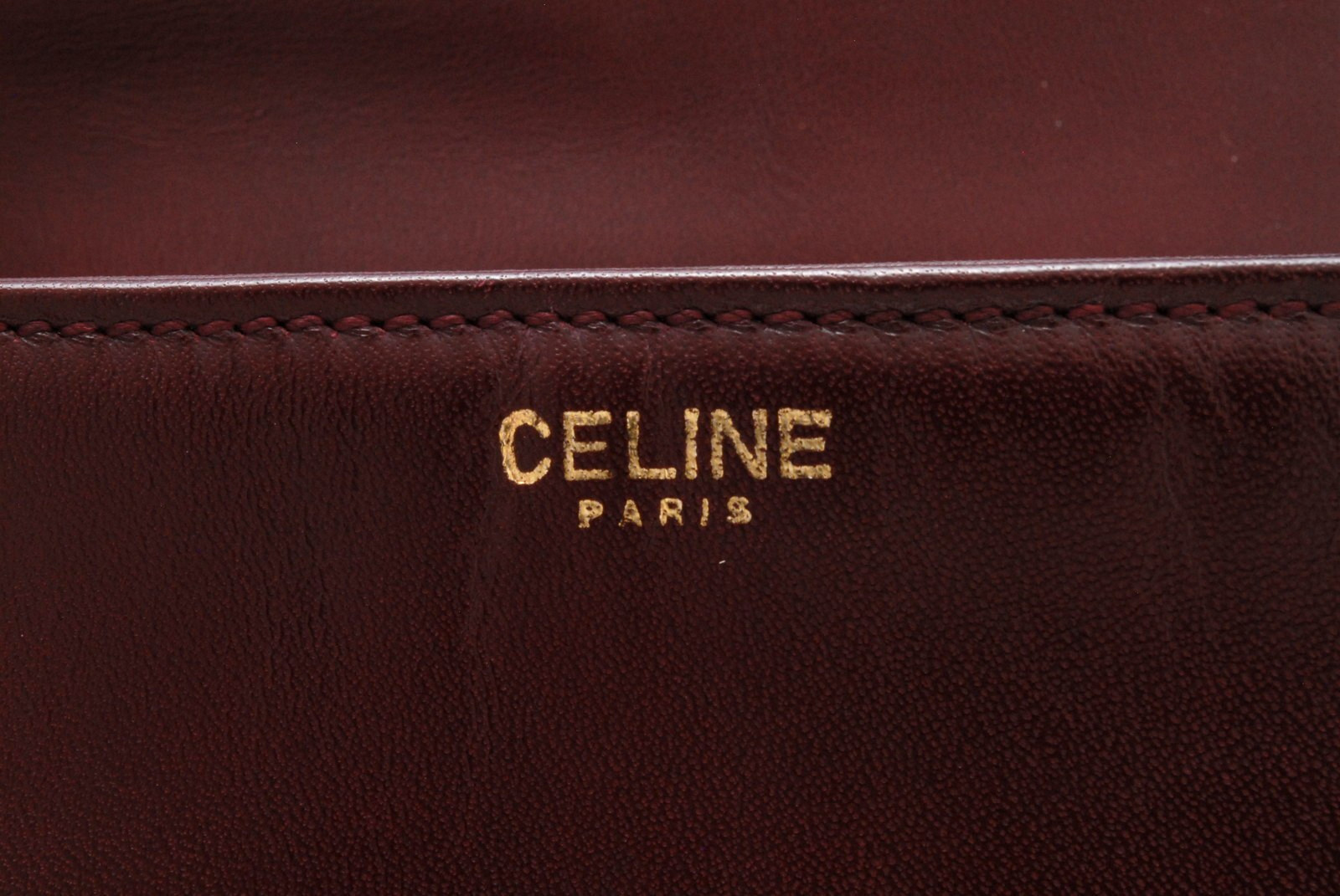 CELINE Shoulder Bag Triomphe Leather Bordeaux Vintage