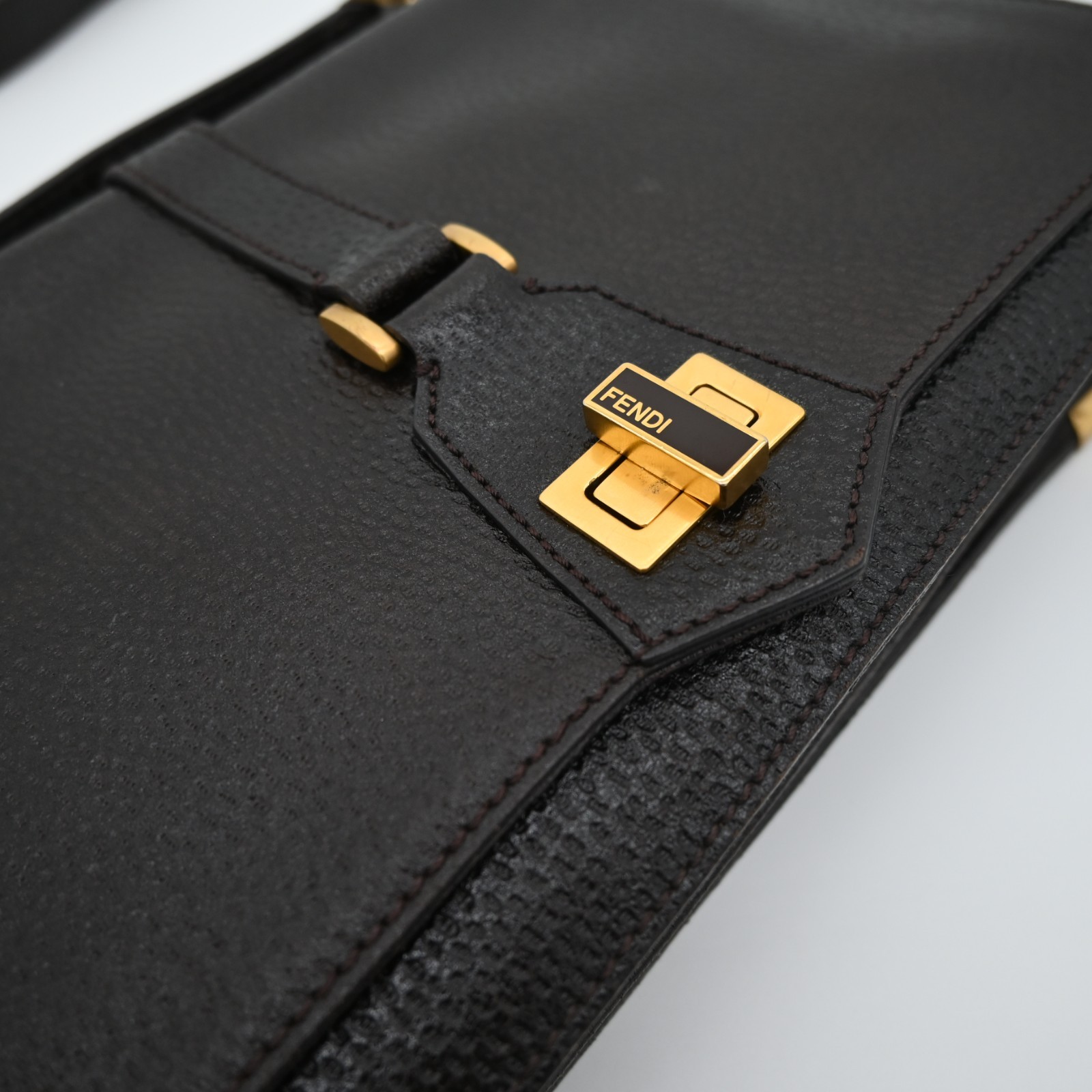 Fendi Classico No.1 Brown Leather Crossbody Messenger Satchel Bag