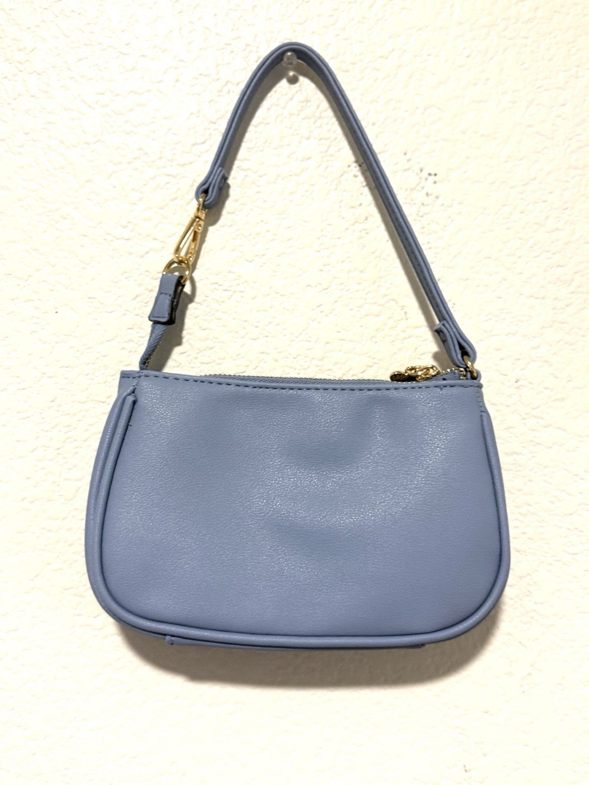 Juicy Couture Blue Small Crescent Shoulder Bag Strawberry Logo Zip Charm Lined