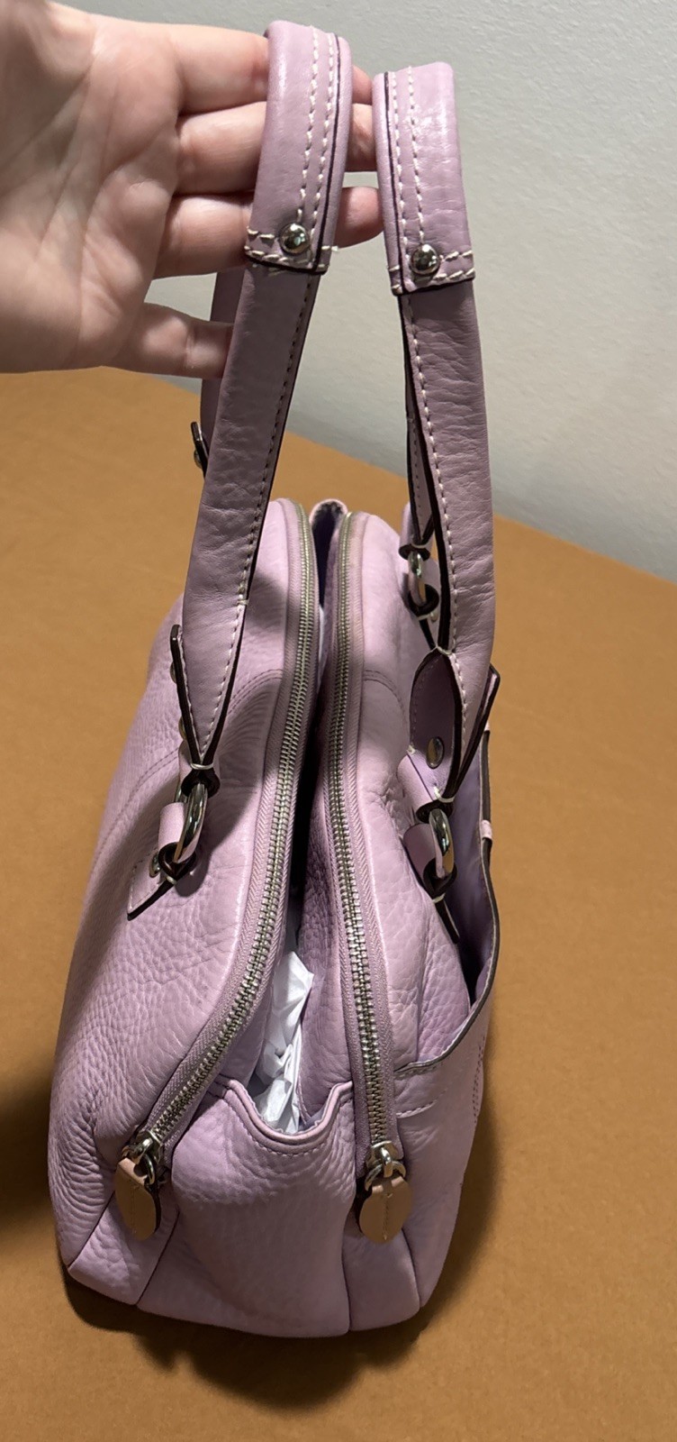 Authentic Coach M0971-F14685 Penelope Lilac Pebbled Leather Satchel