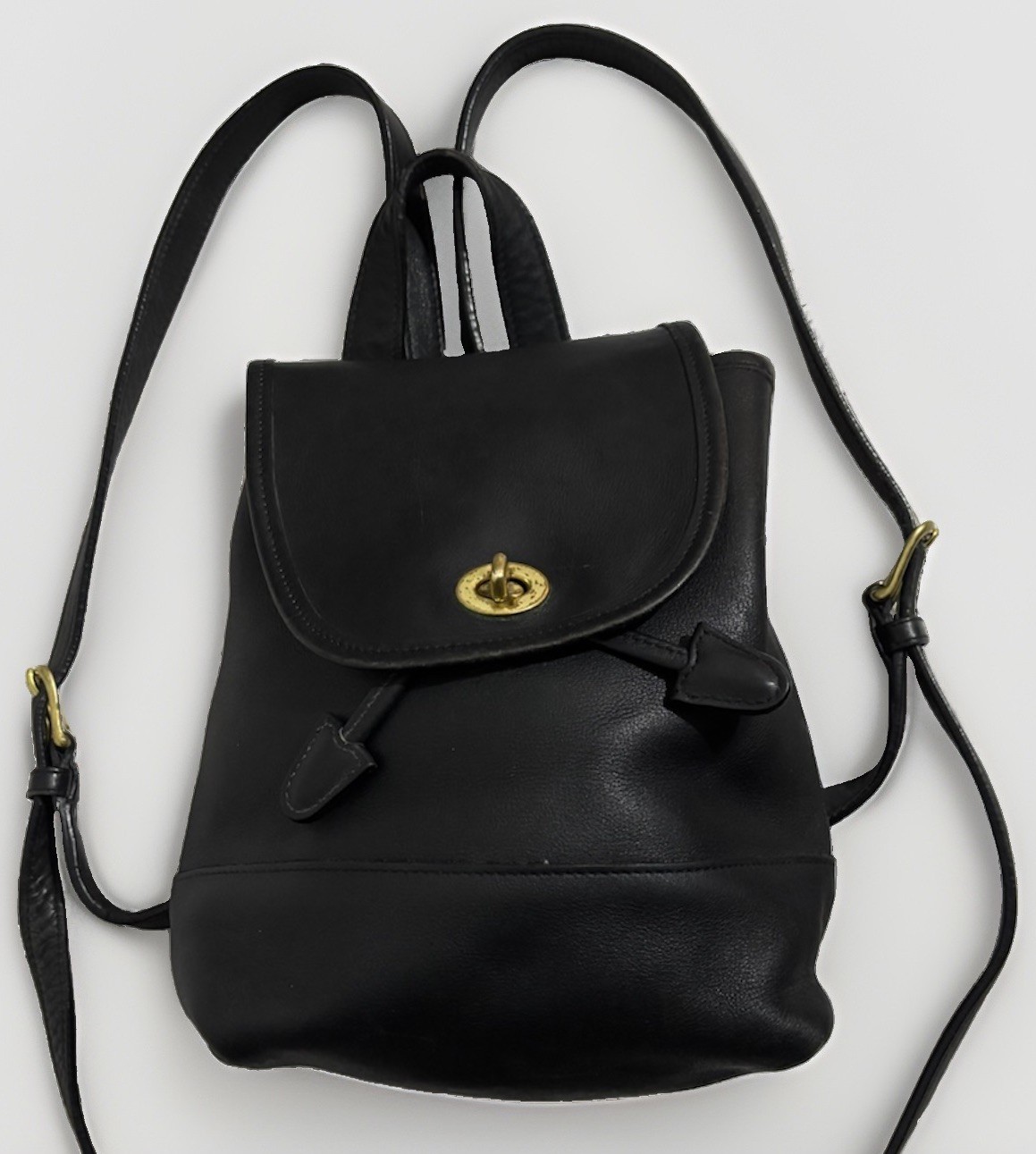 Coach 90s 9791 Black Leather Daypack Backpack Made In USA
