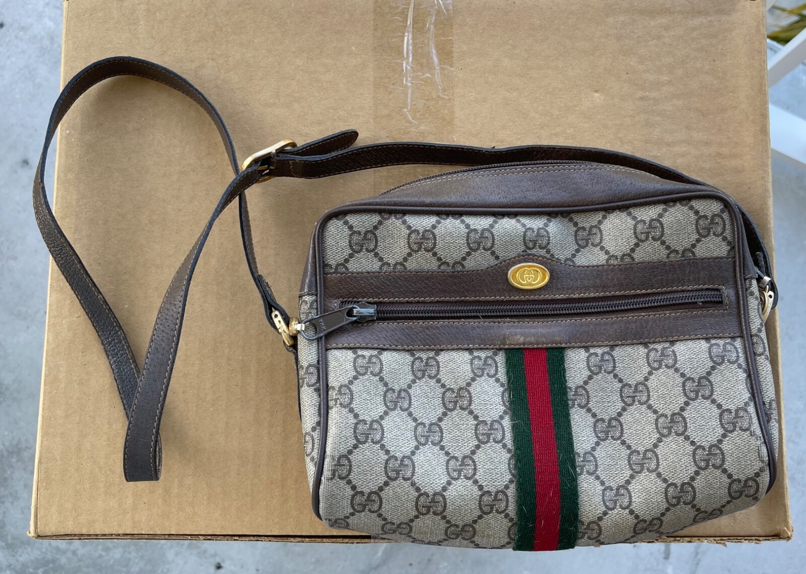 VTG Gucci Ophidia 56.02.004 Sherry Shoulder Bag Crossbody Purse Brown Authentic
