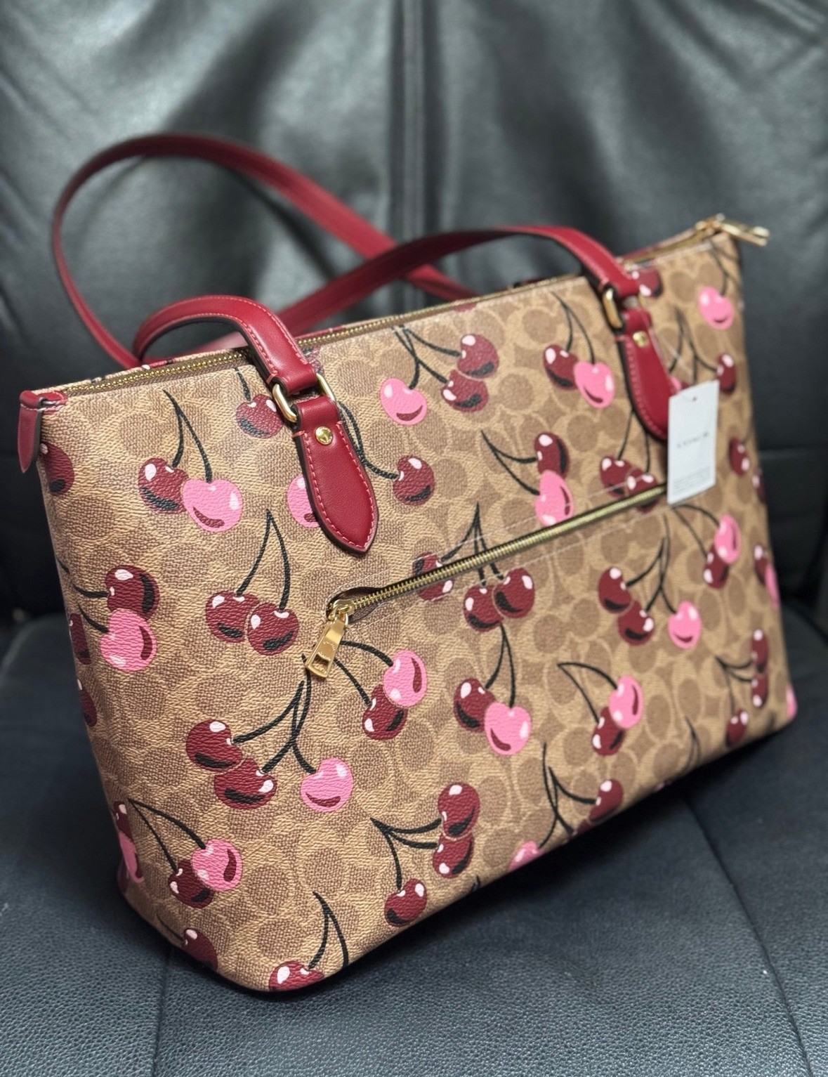 COACH CAA71 Gallery Tote Bag In Signature Canvas With Cherry On Top 🍒 Print