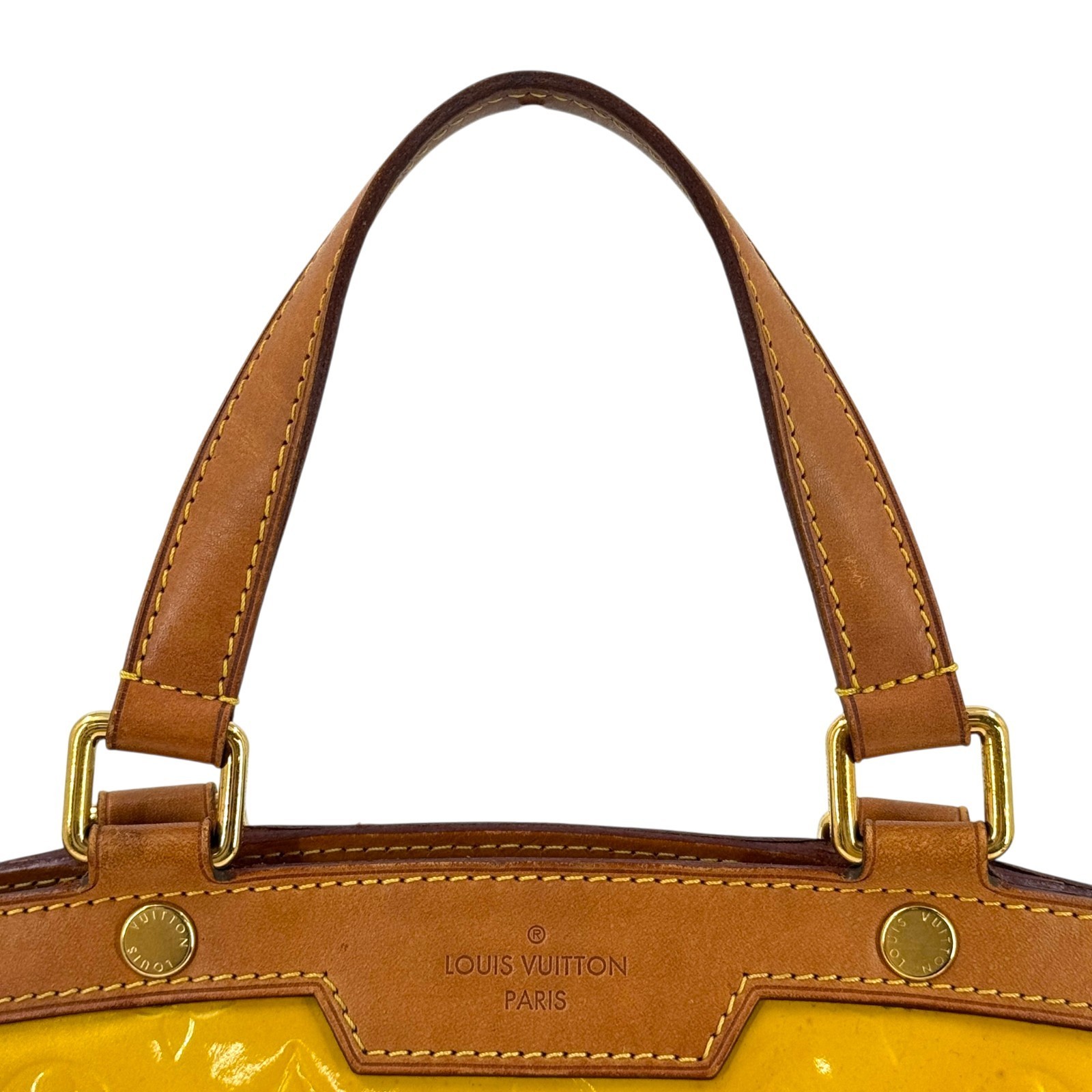 LOUIS VUITTON Brea MM Monogram Vernis Patent Yellow Handbag M91690