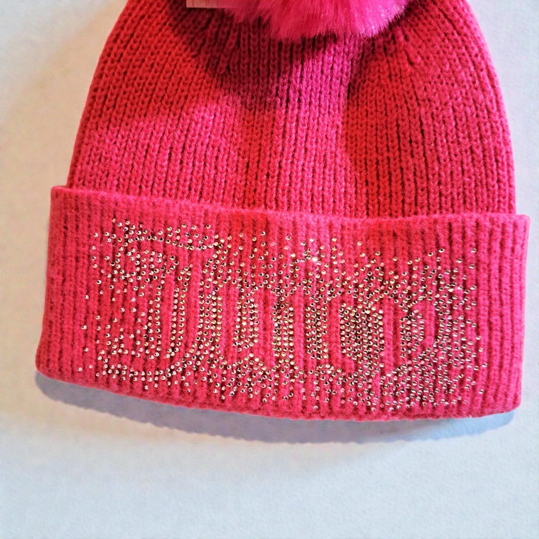Juicy Couture 2 pack Hot Pink & Grey Faux- Fur Beanie NWT