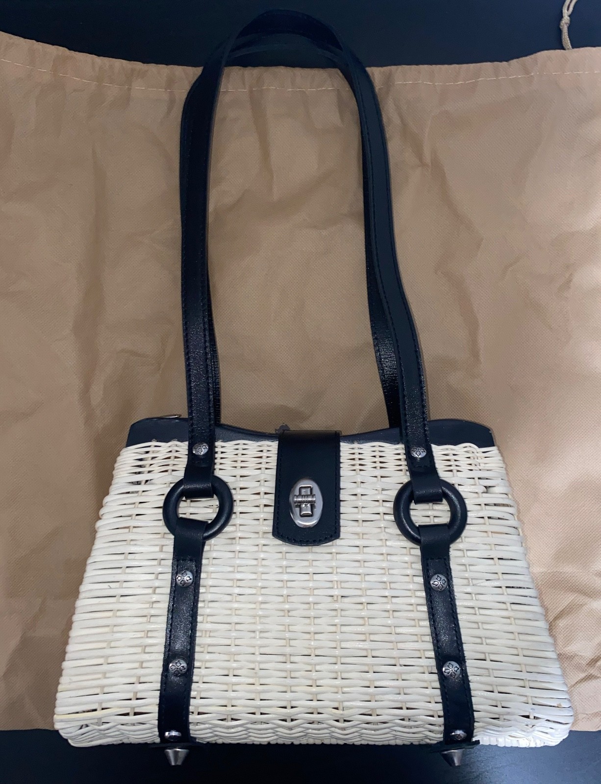Patricia Nash Marcianise SPRING WICKER Leather Purse basket bag satchel