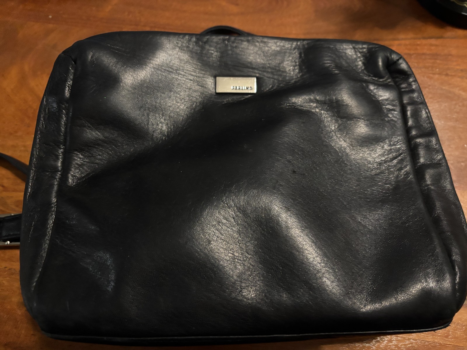 Perlina New York Black Leather Crossbody Handbag Vintage 1990s