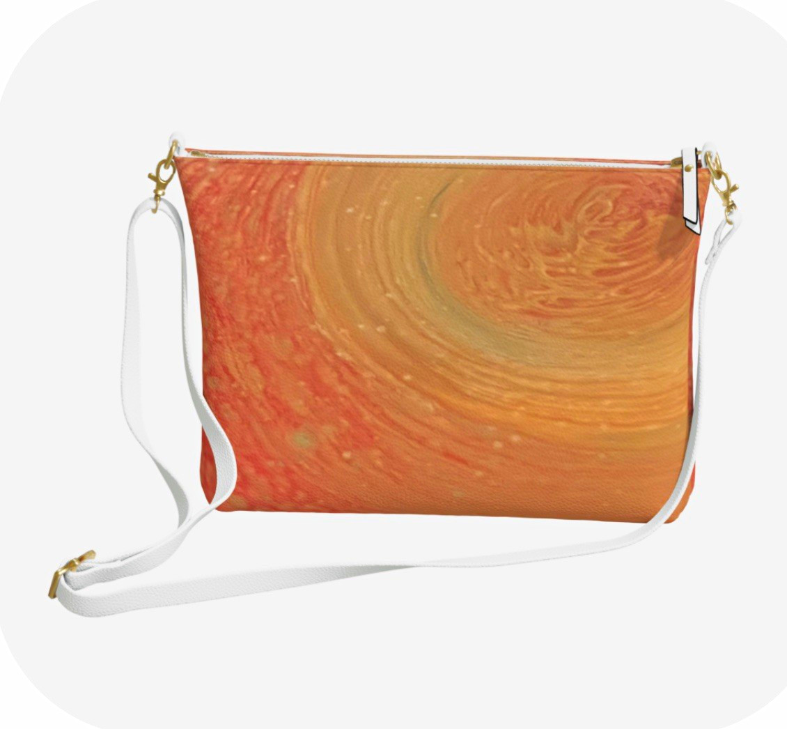 Ginger Raine Marble Multicolor Zip Crossbody Bag White Strap Gold Hardware
