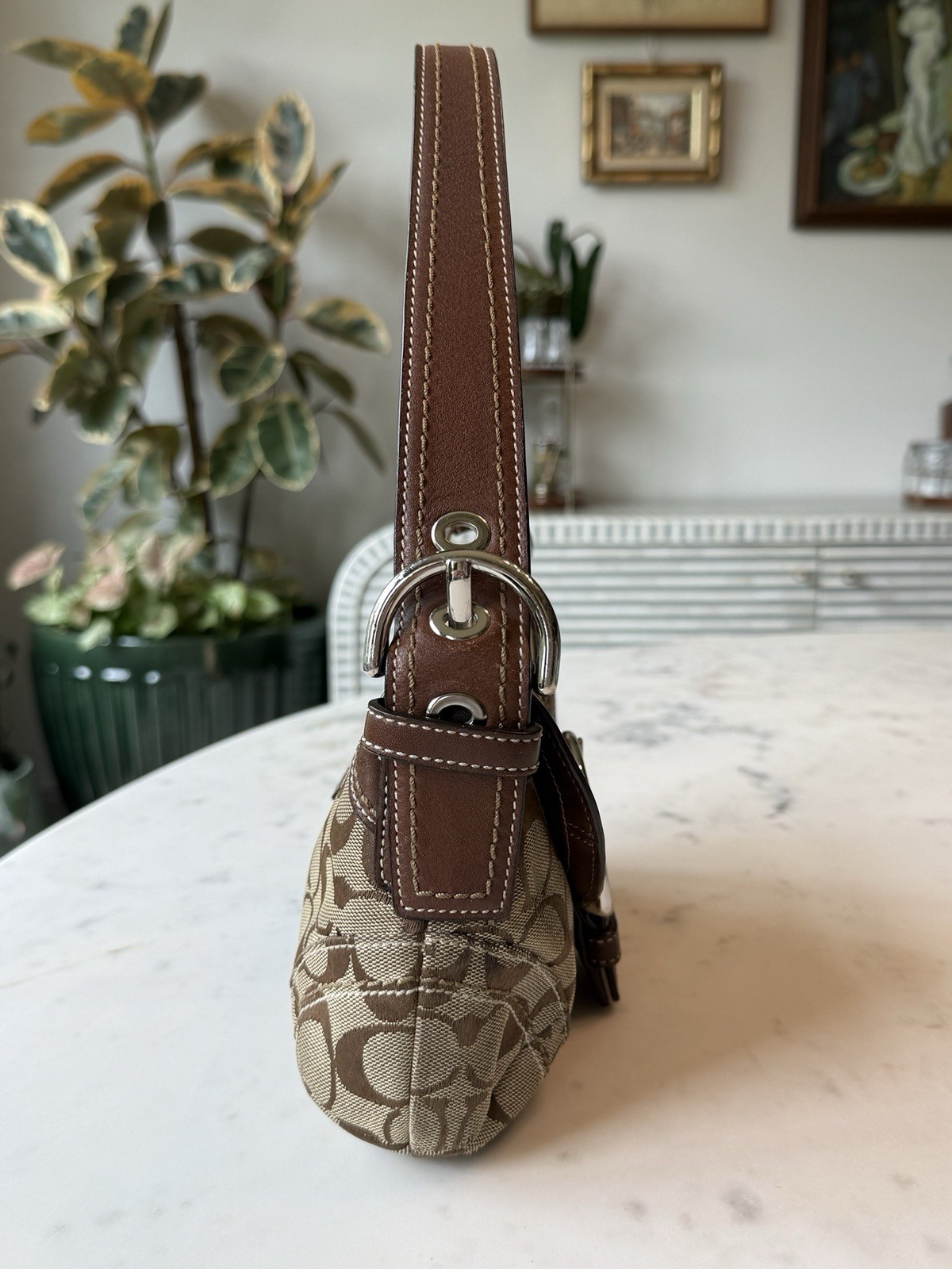Authentic 2006 Coach Soho Signature Flap Shoulder Bag with Buckle