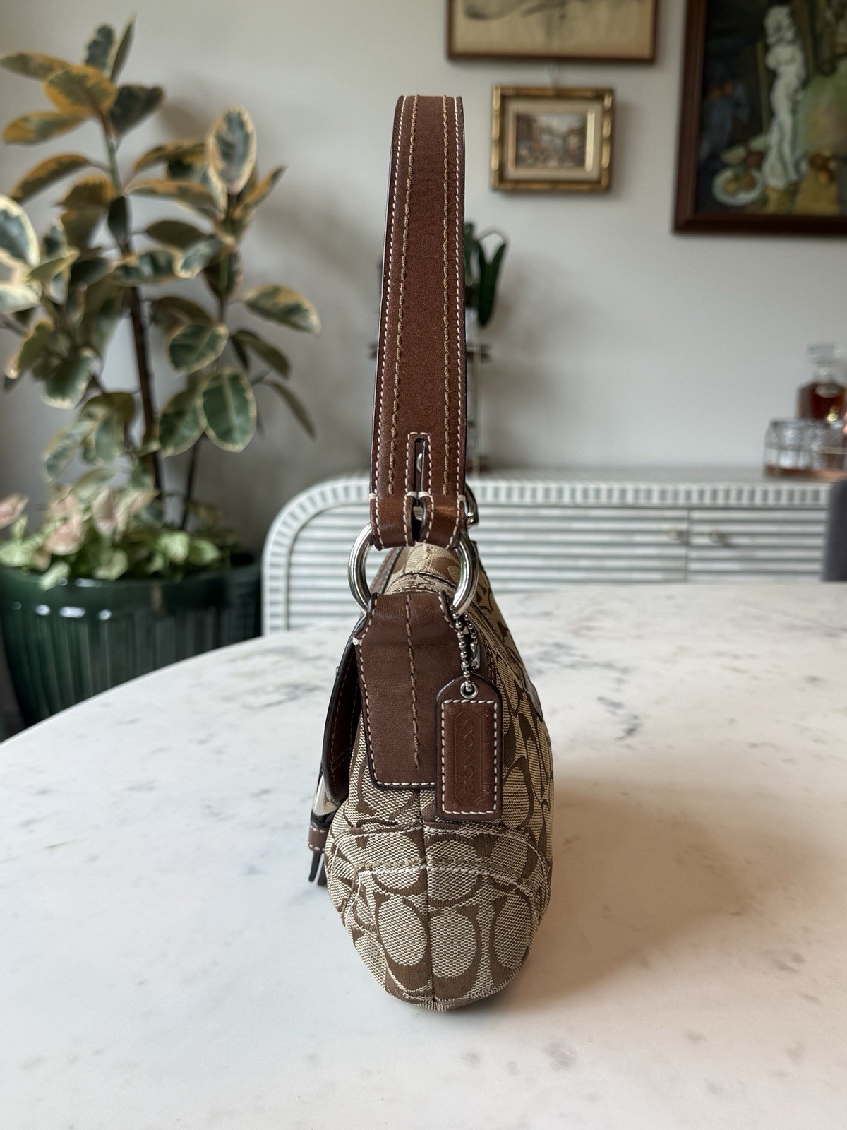 Authentic 2006 Coach Soho Signature Flap Shoulder Bag with Buckle