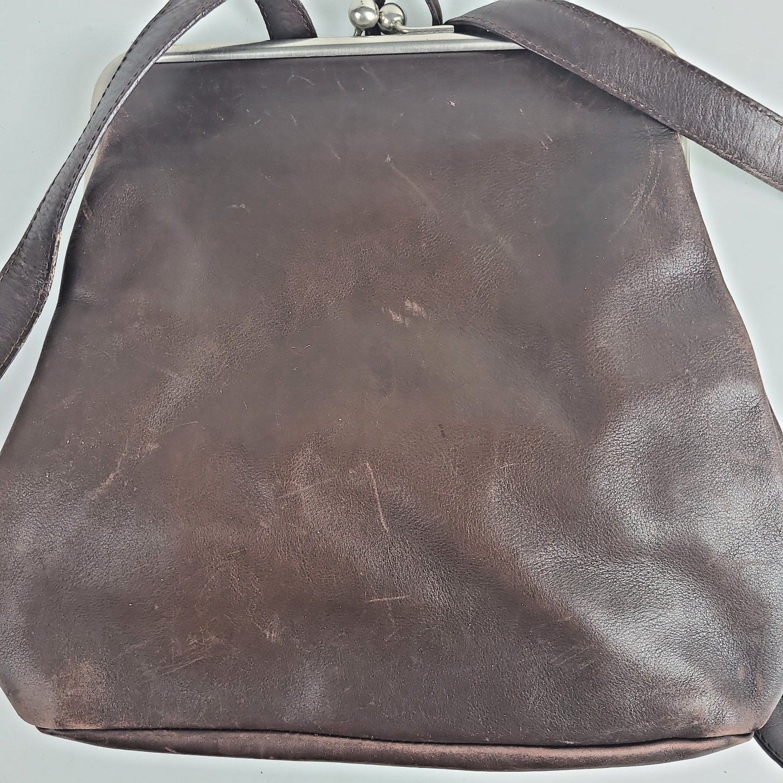 Vintage Joan & David Sac Backpack Straps Bag Brown Leather Purse, Snap Clasp