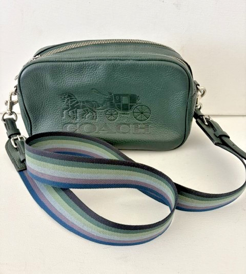 COACH Jes Crossbody Green Leather -Horse And Carriage Logo (Style 75818)