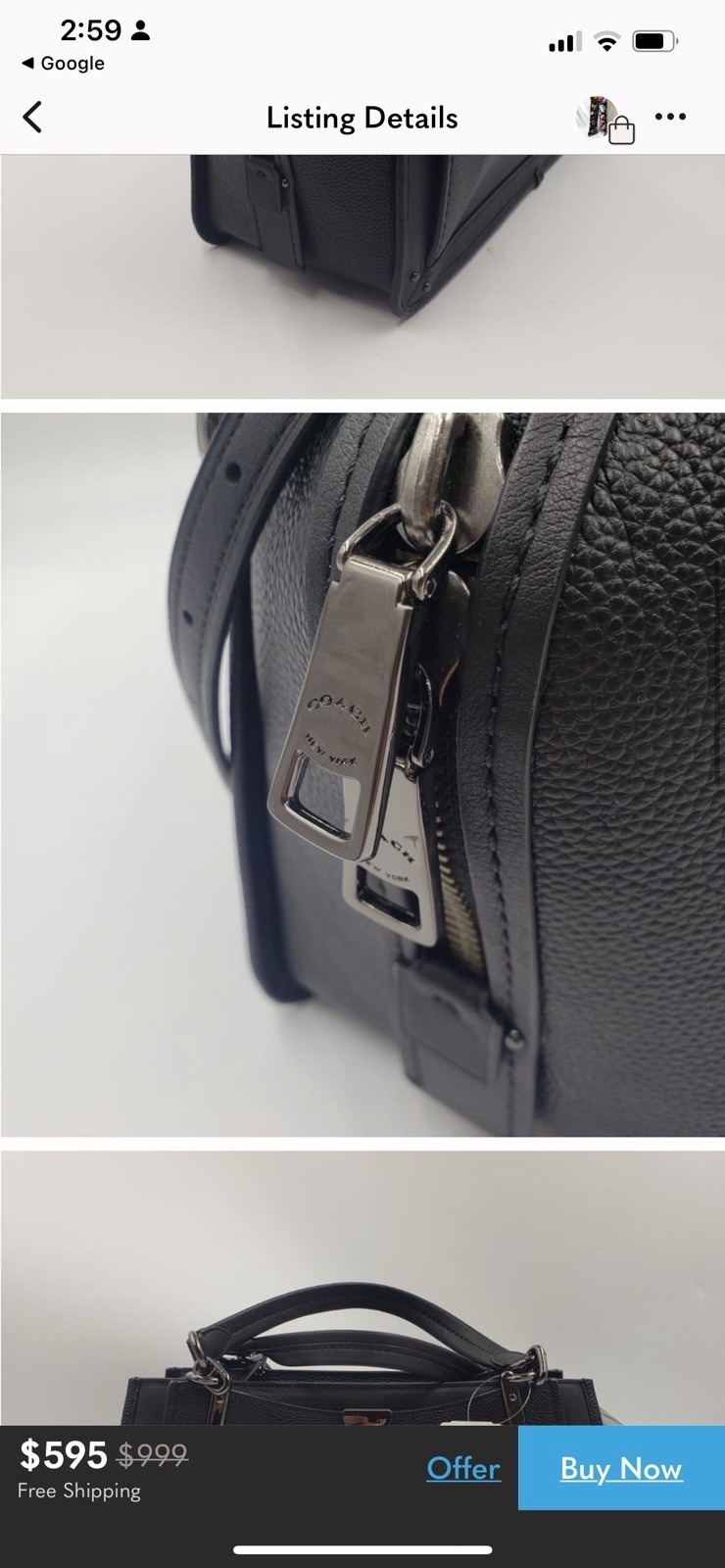 Coach Dreamer 36 Black Pebbled Leather Satchel w/Gunmetal Hardware
