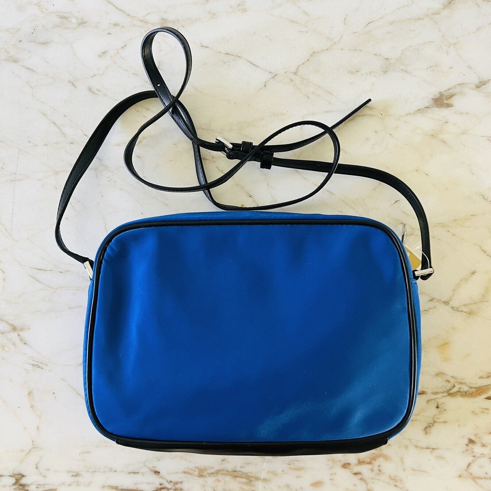 MICHAEL KORS Polly Electric Blue Nylon East West Zip Chain Crossbody Bag