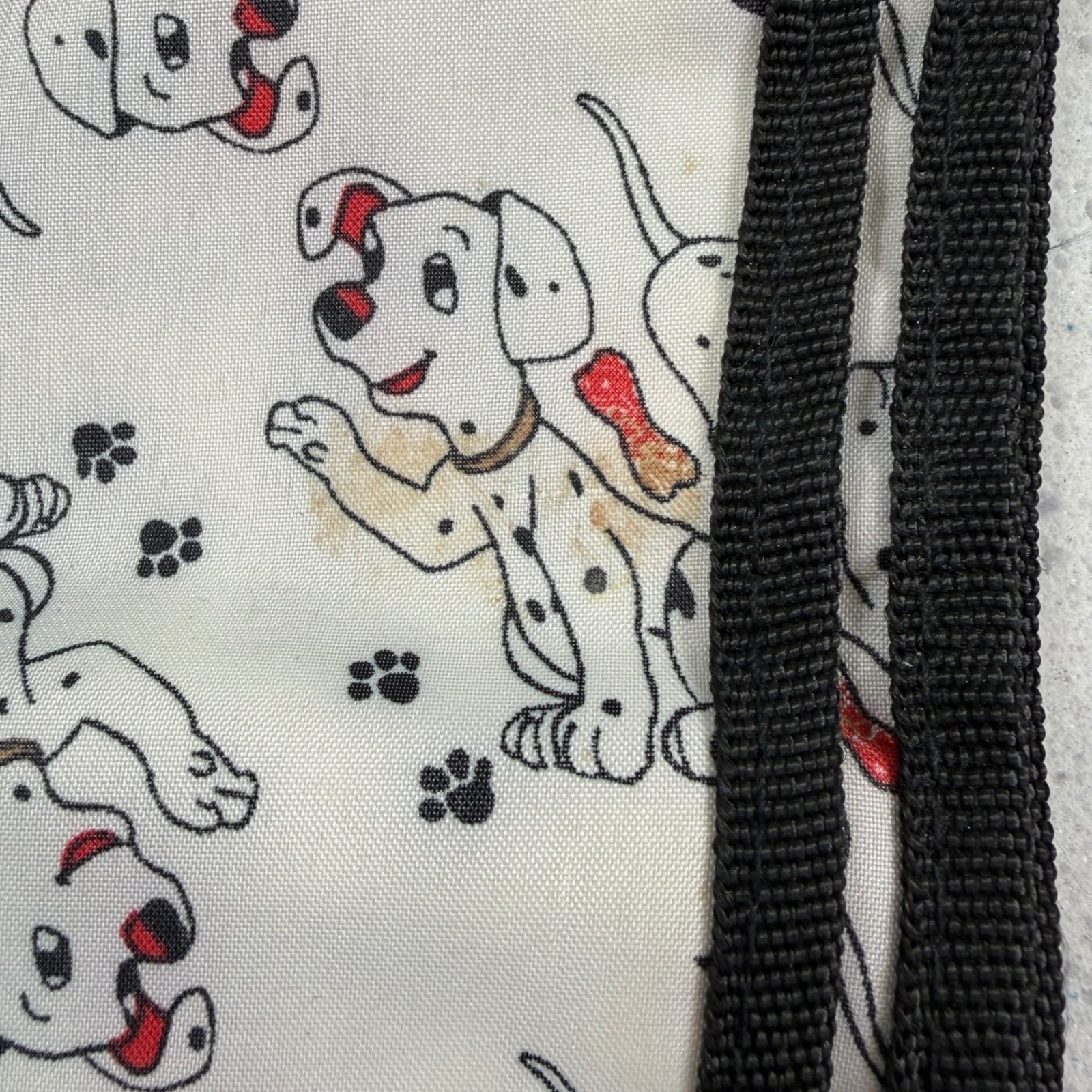 Disney 101 Dalmatians Puppy Print Tote Bag White Black Zippered Pockets Y2K