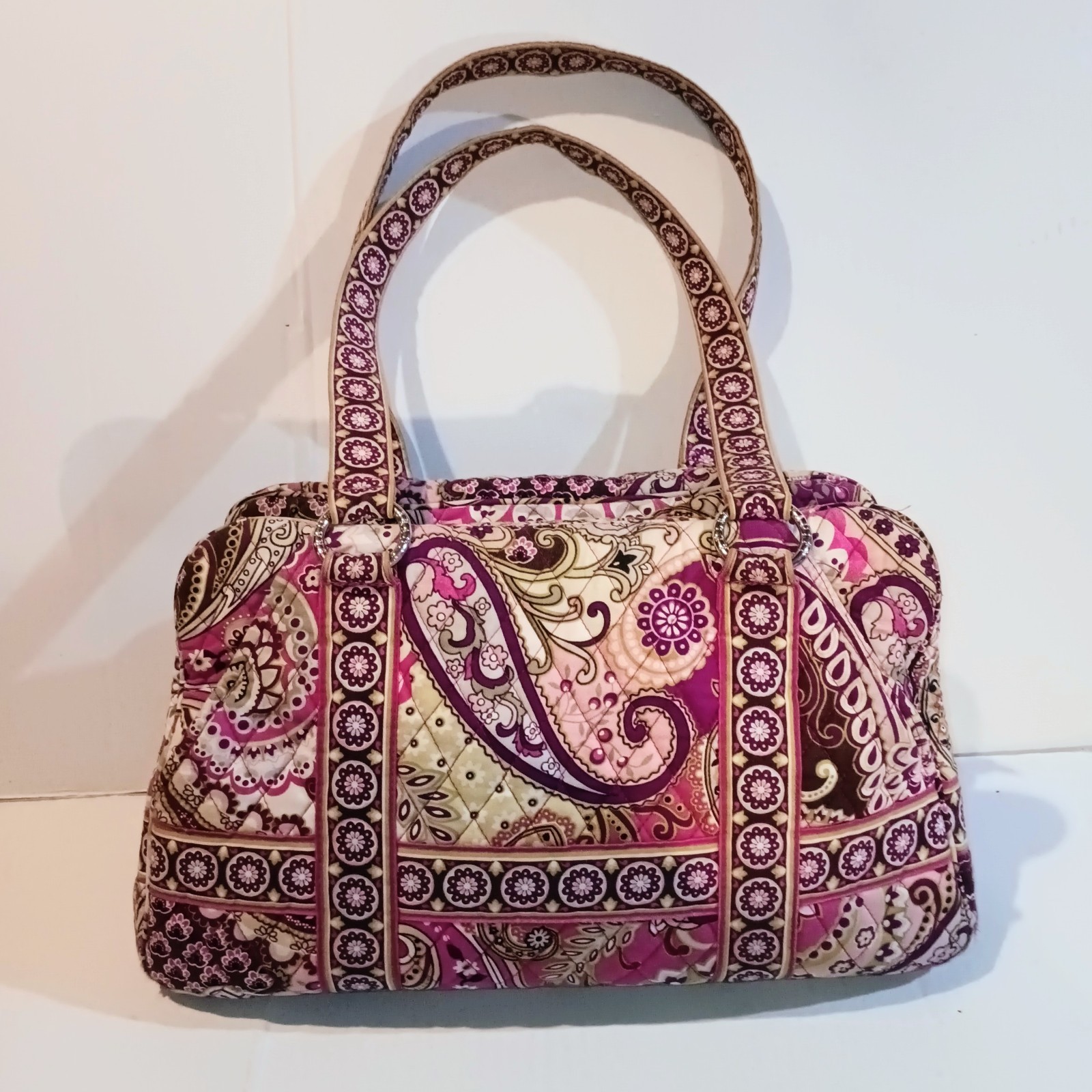 Vera Bradley Squared Away Shoulder Bag-Very Berry Paisley-2010 Retired Pattern-