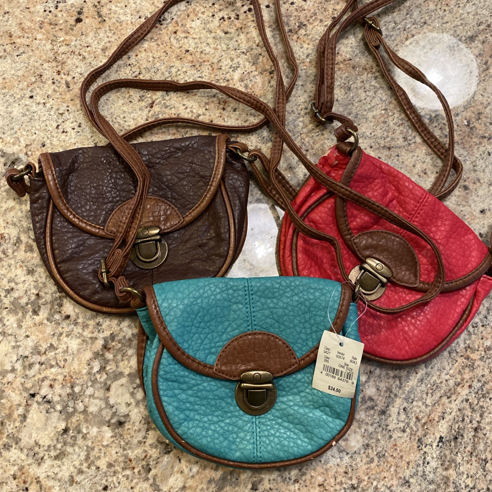 American Eagle Outfitters Small Leather Turquoise Brown Red Crossbody Bags NEW