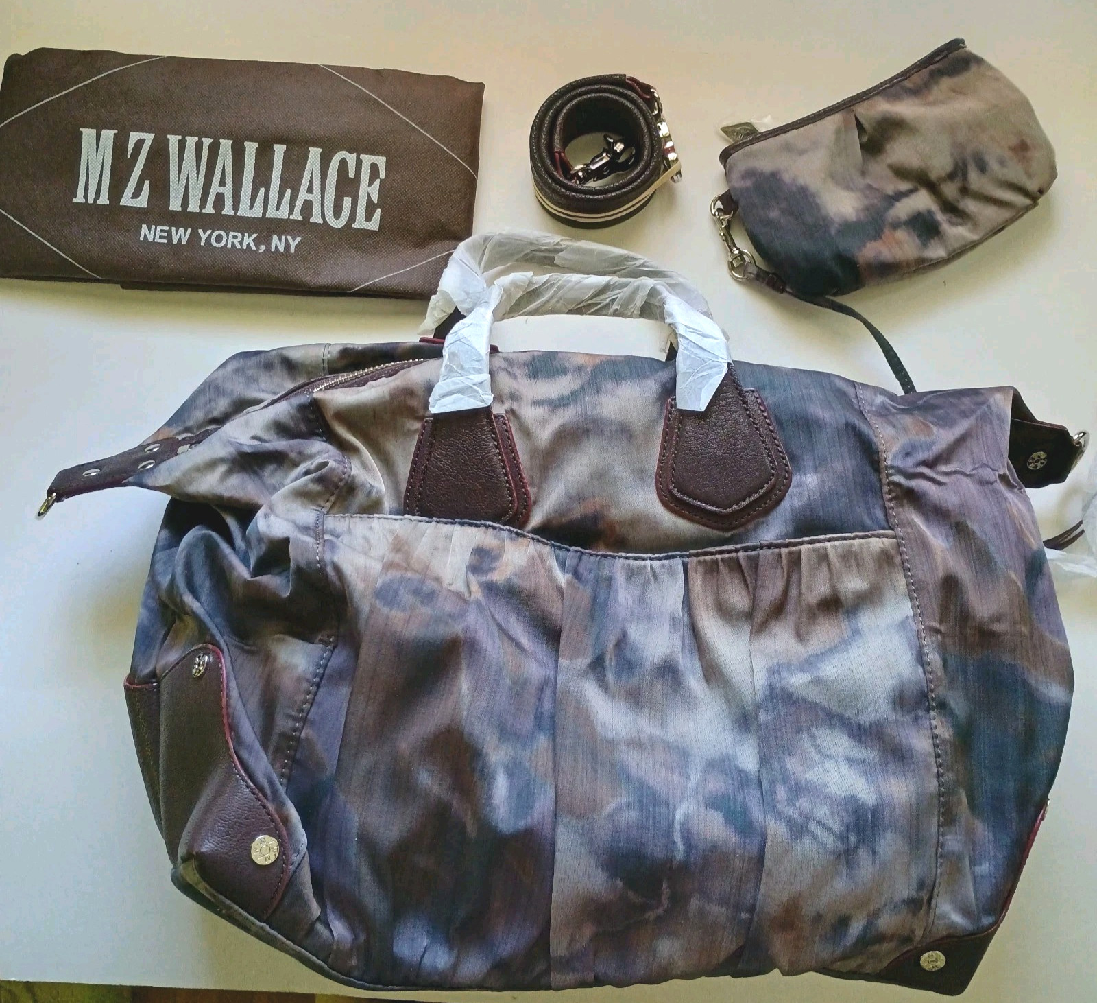 MZ Wallace Josie Night Storm Satchel Tote Travel Pockets Leather Shoulder Strap