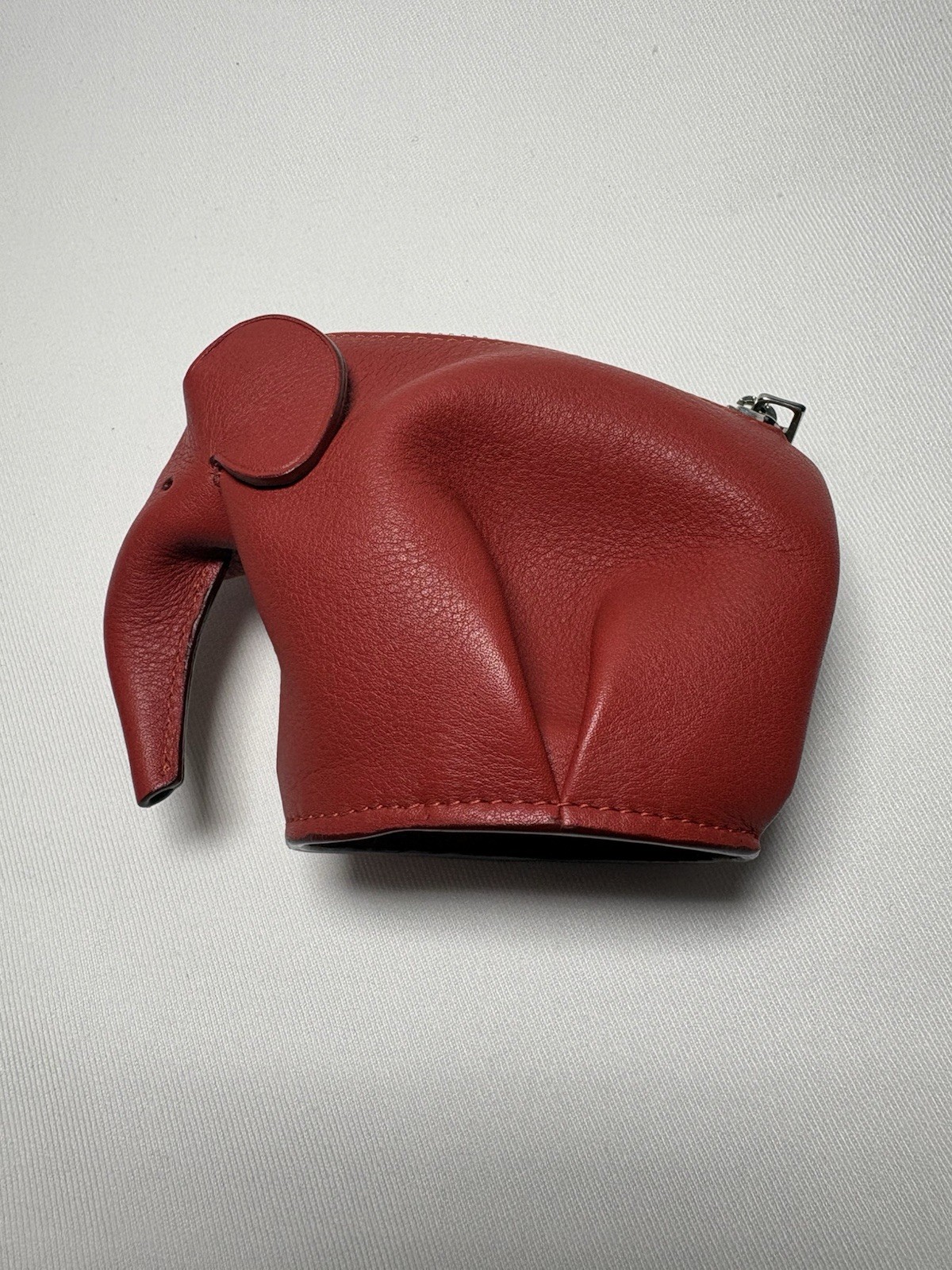 Authentic Loewe Elephant Coin Case Calfskin Red Mini Pouch
