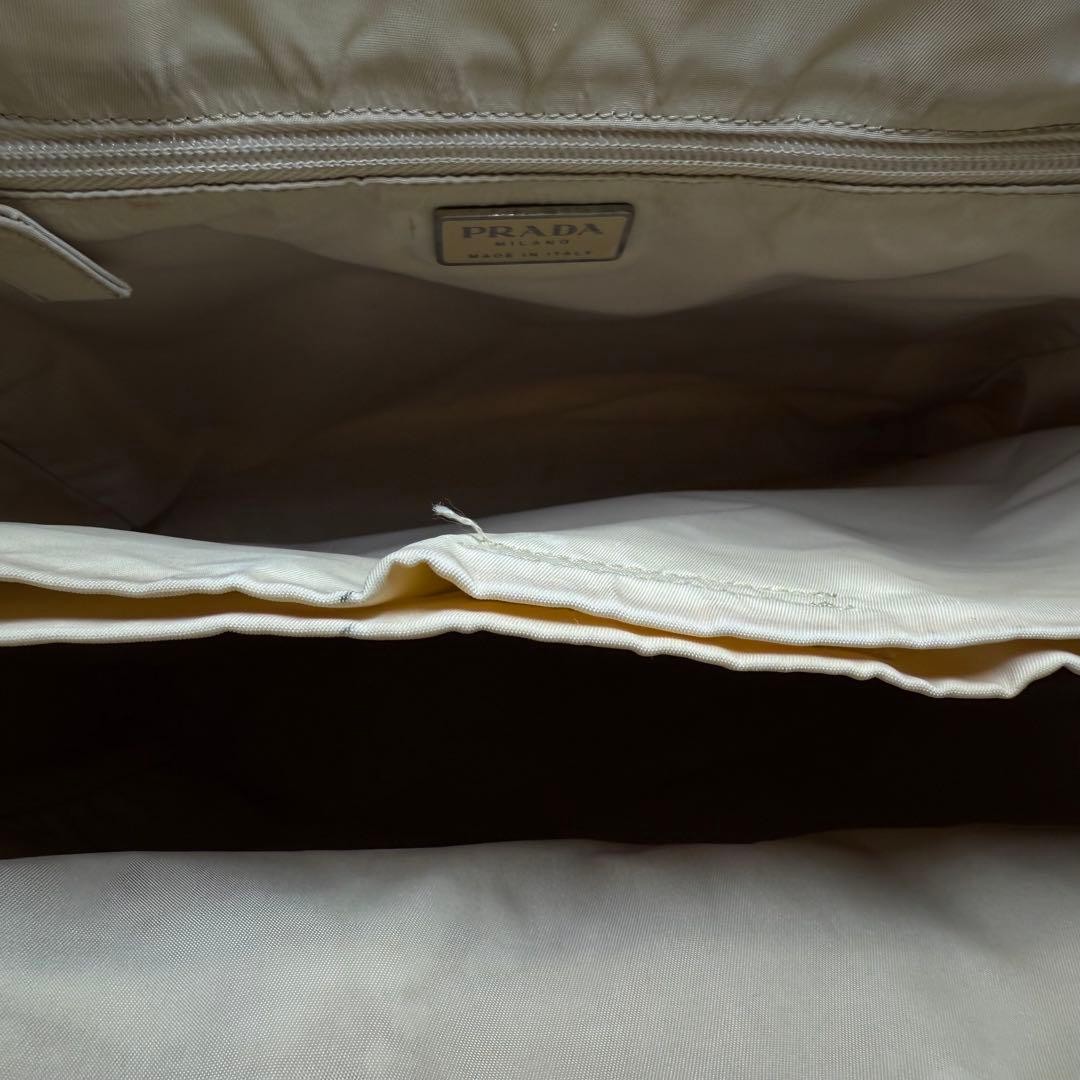 Prada Nylon Handbag Clear Handle Vintage Y2K Beige 31.5cm/12.4in Width