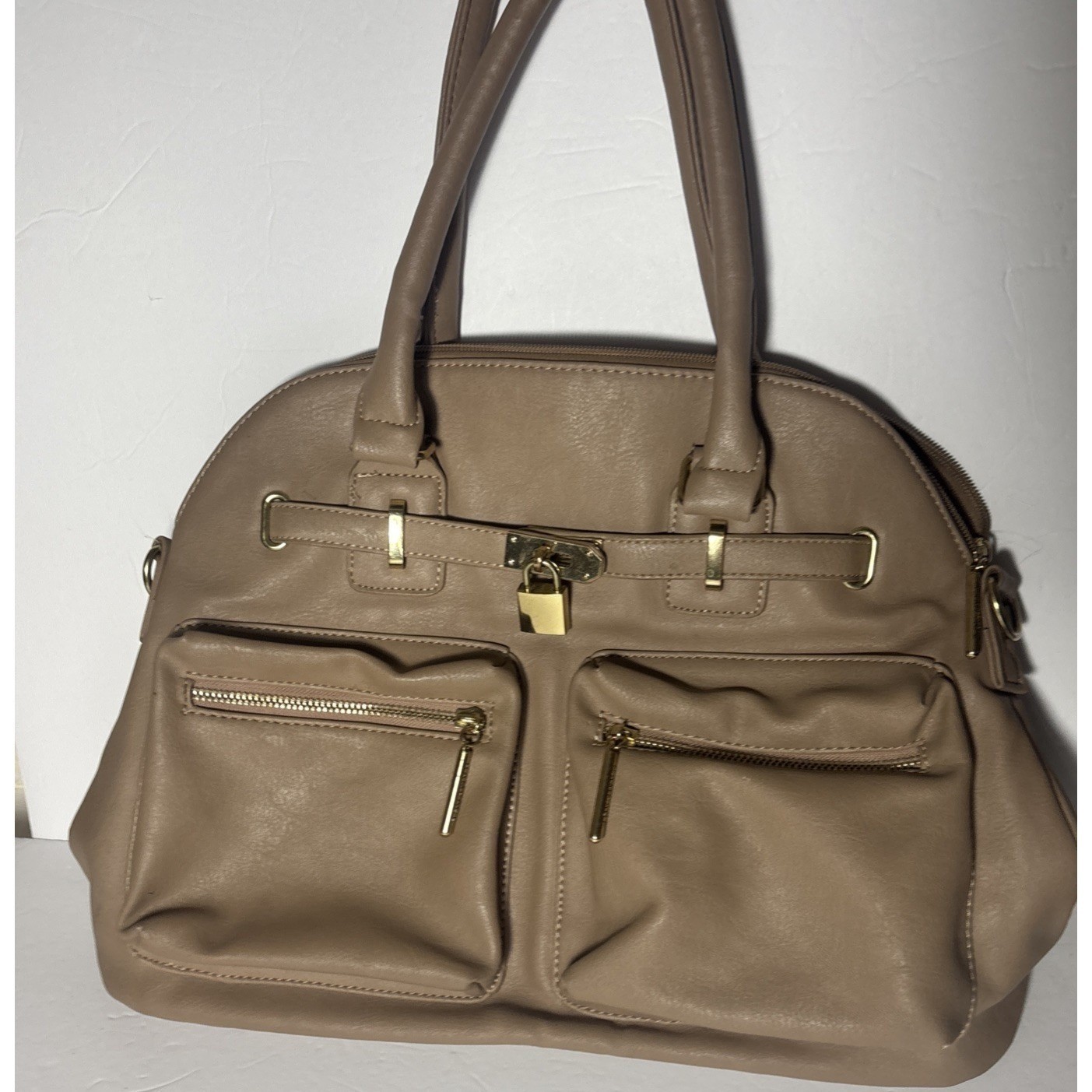 Beige shoulder Purse beige Multiple Pockets Rampage Double Handle