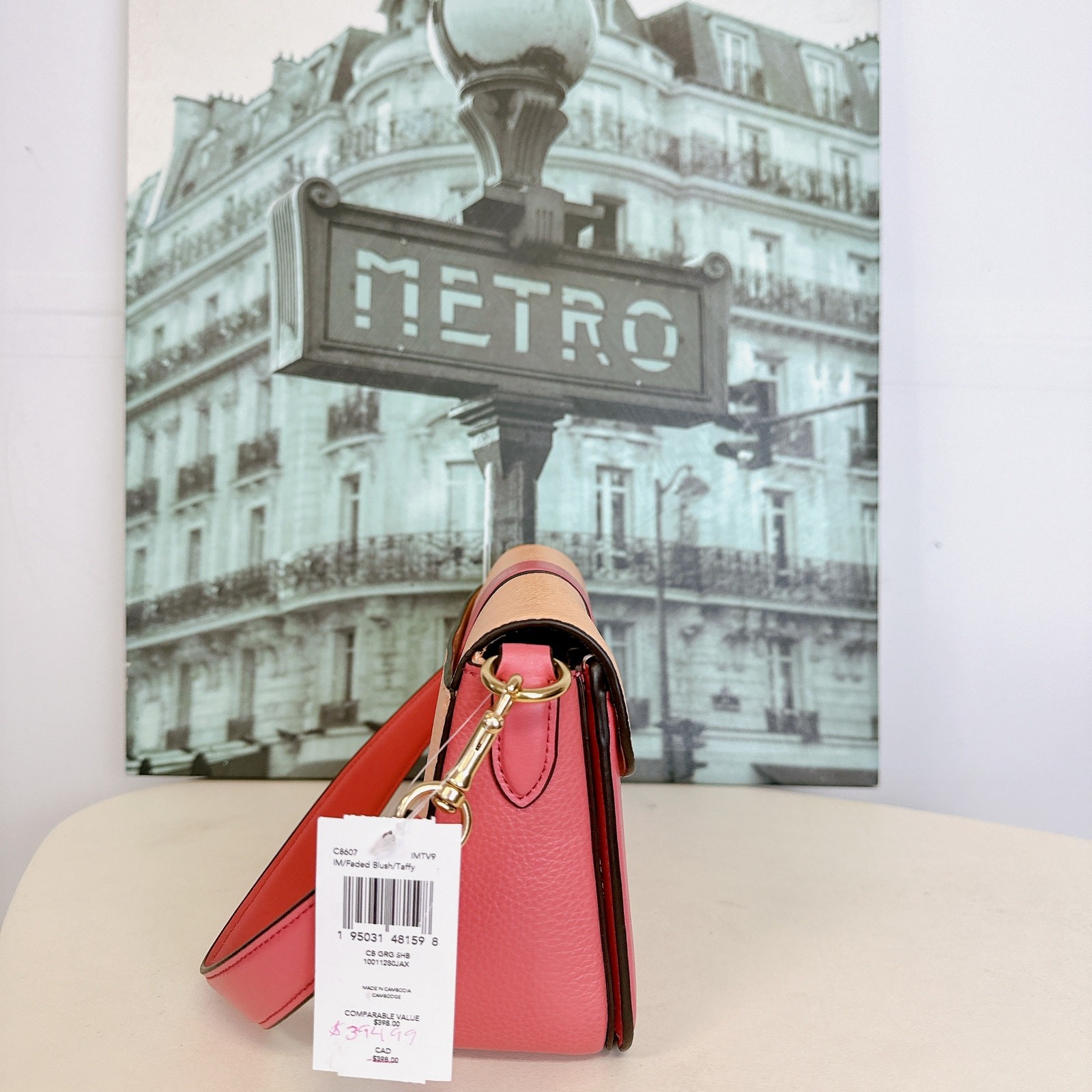 Coach C8607 Georgie Shoulder Bag In Colorblock IN Faded Blush Taffy