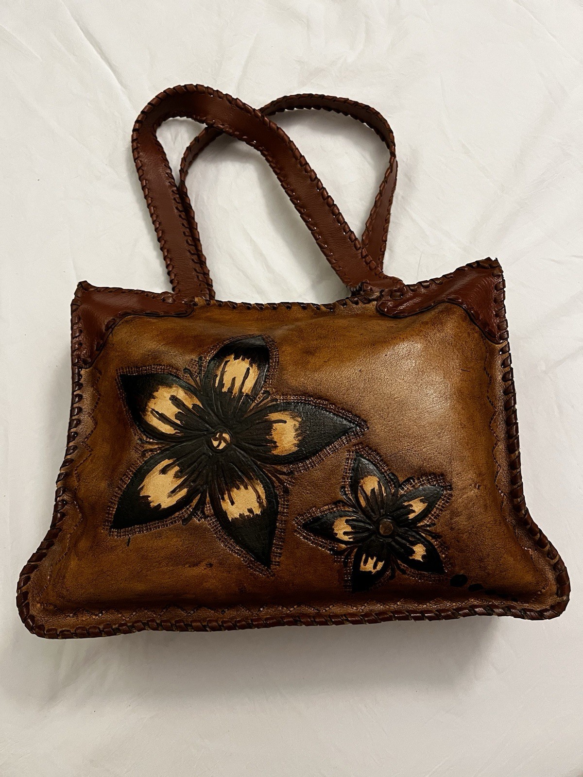 Egyptian Handsome Genuine Leather Brown Handbag Purse Made In Egypt