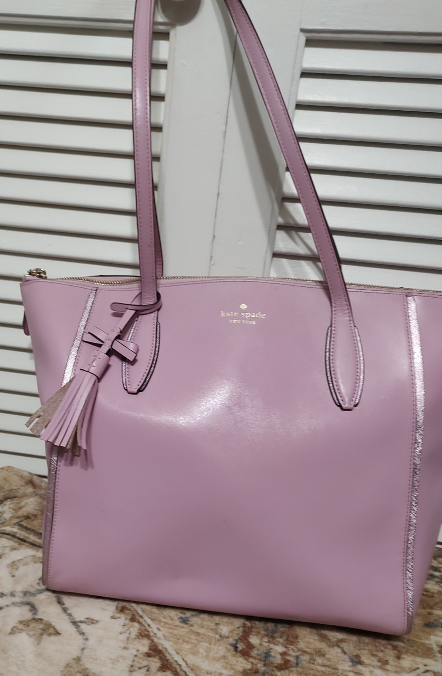 Kate Spade Pink Leather Sparkle Trim Pre-Owned Clean Excellent Condition