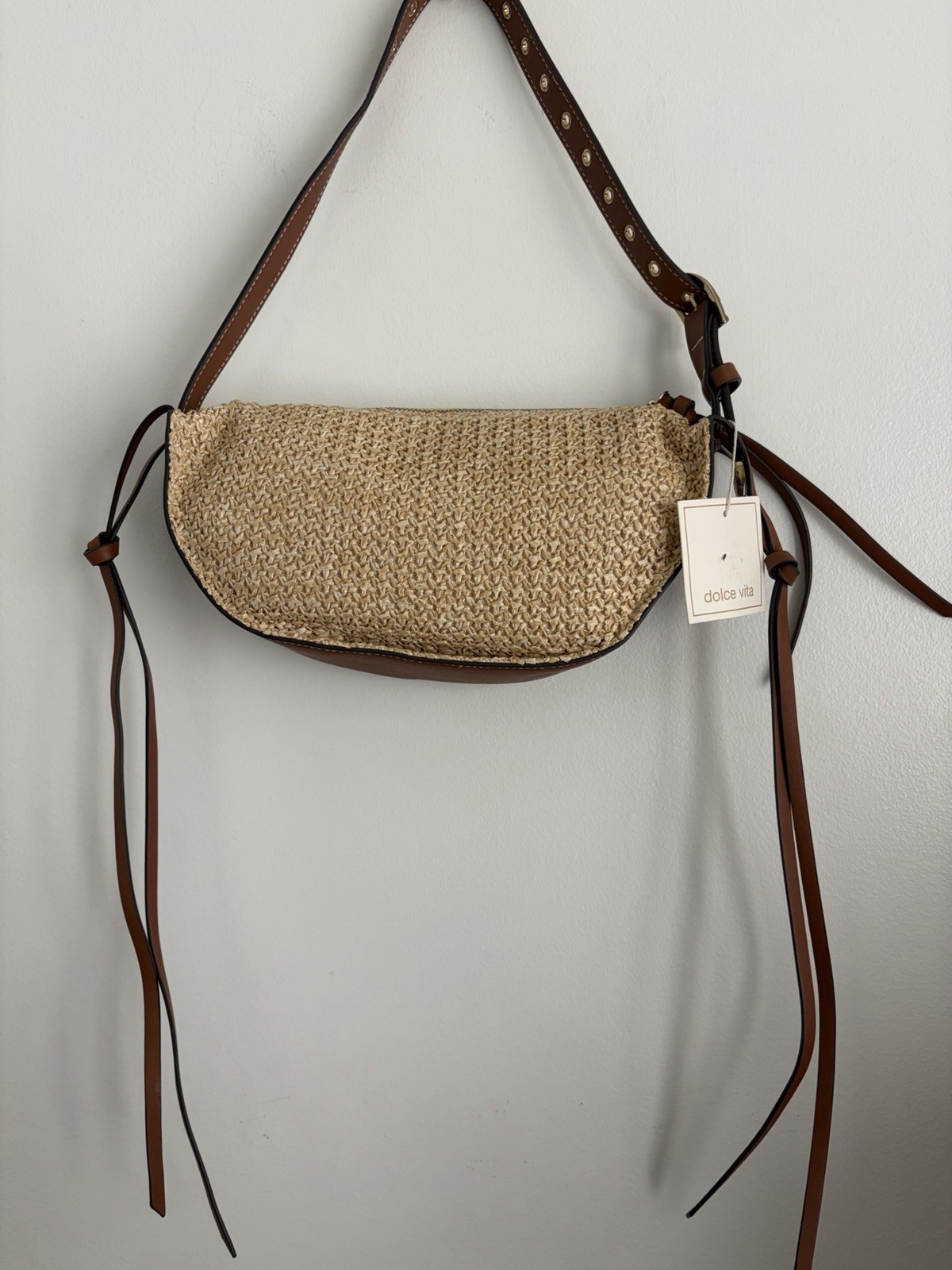 NWT Anthropologie Dolce Vita Monaco Raffia Shoulder Bag