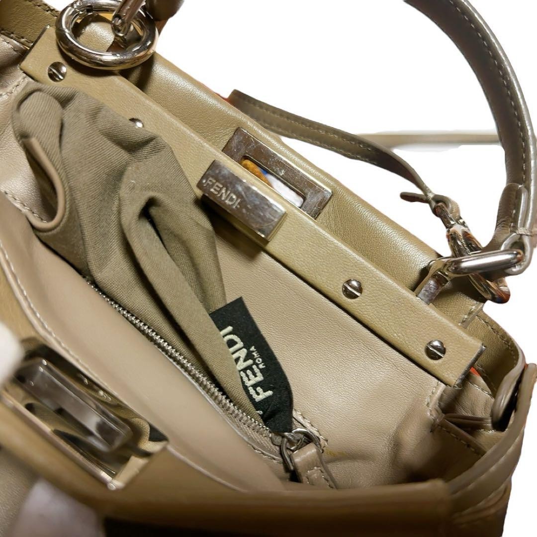 FENDI Mini Peekaboo 8BN244 Beige Lambskin Leather 2Way Shoulder Handbag