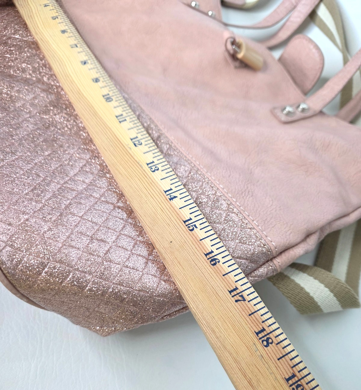 Jessica Simpson Tote Bag Pink Rose Gold Metallic Shoulder Handbag Crossbody NWOT