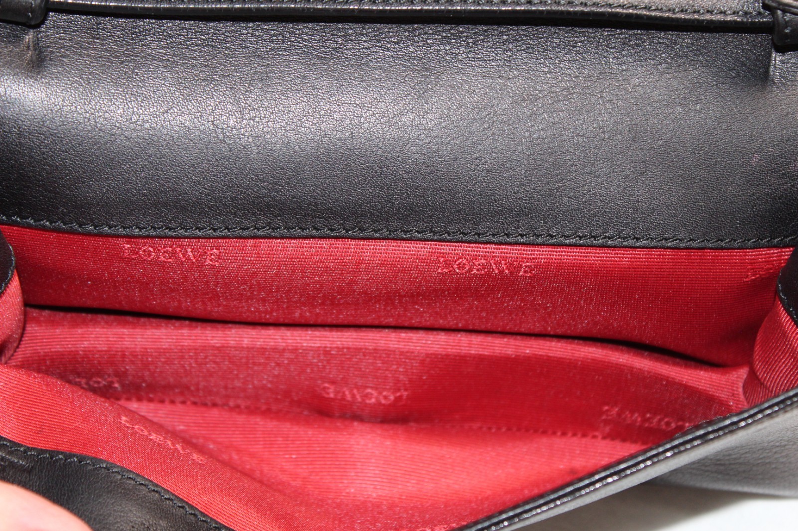 Loewe Anagram Studs Logo Small Shoulder Bag Crossbody Handbag Black Leather