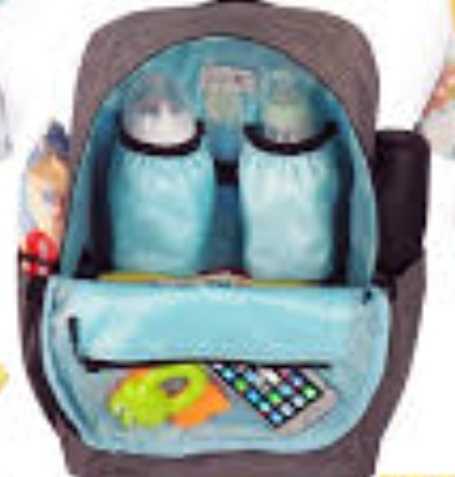 Suzetta Gray/Blue Backpack Diaper Bag Waterproof Insulated Pocket + Changing Pad