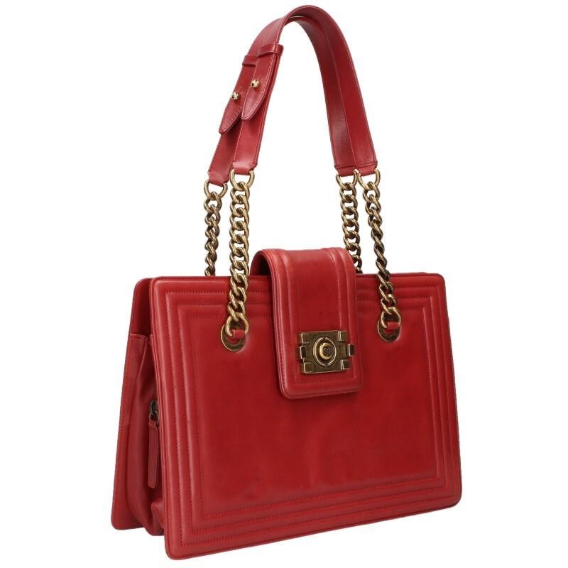 CHANEL Bag: Boy Chanel Red W31.5H21.5D10cm;