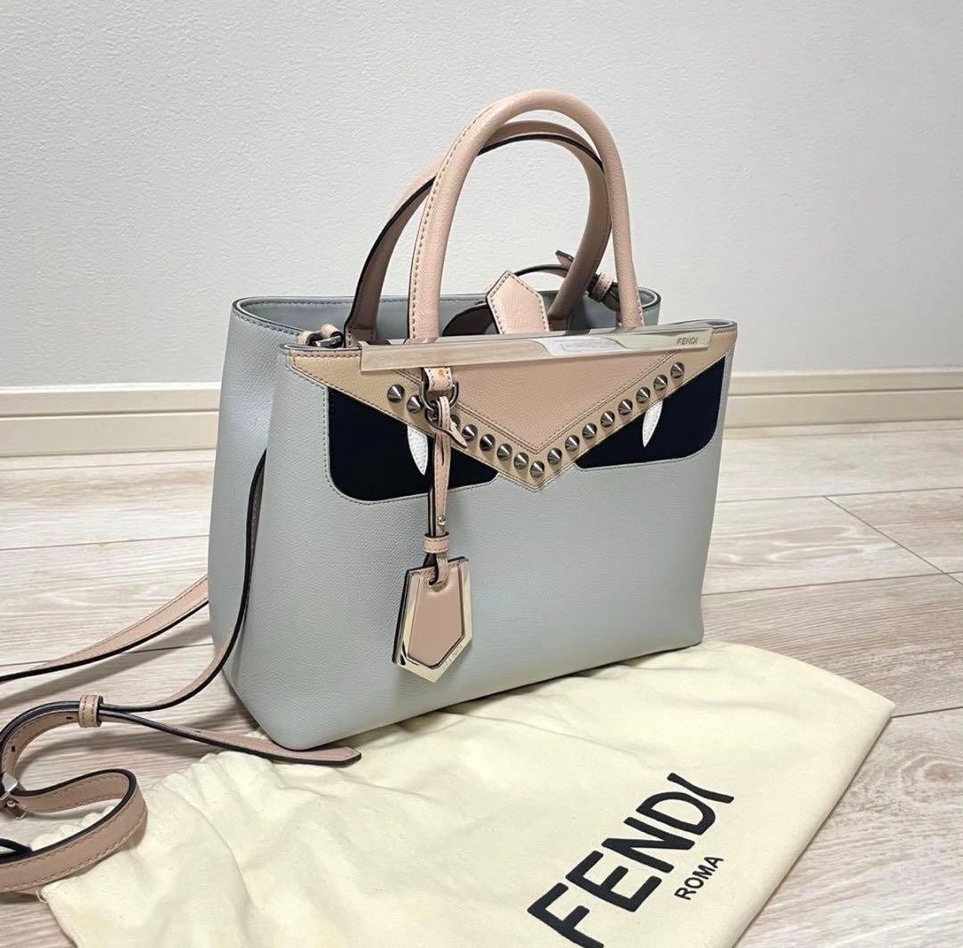 FENDI Monster Petit 2jours 2-way Handbag Shoulder Bag Leather
